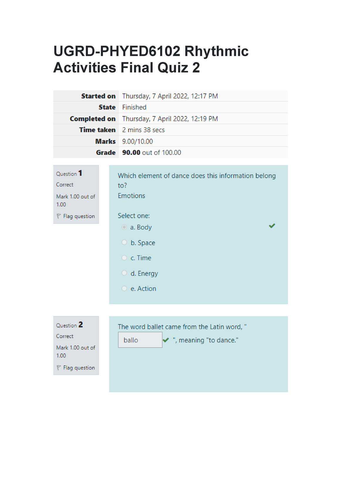 UGRD- Phyed 6102 Rhythmic Activities Final Quiz 2 - UGRD-PHYED6102 ...