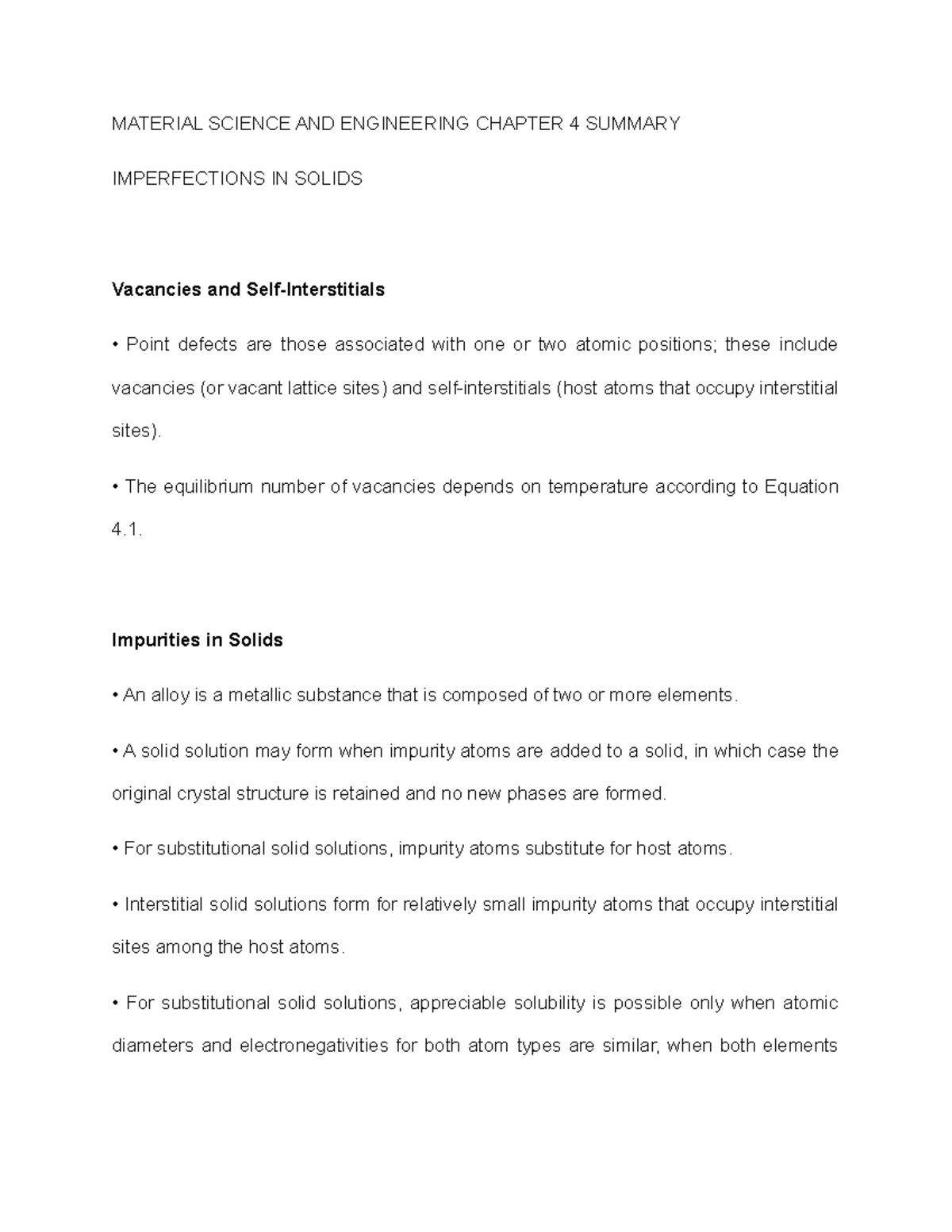 10. Material Science and Engineering Chapter 4 Summary - MATERIAL ...
