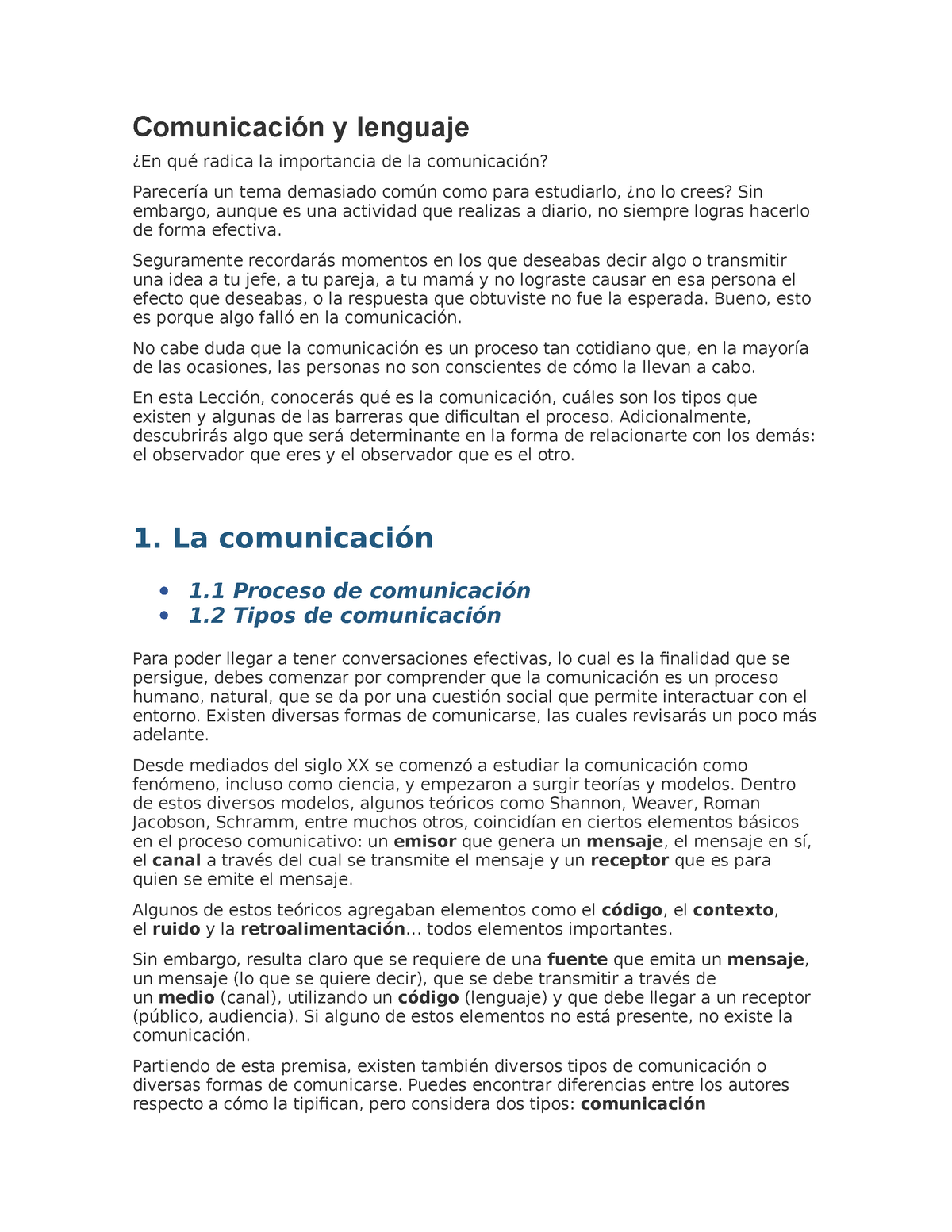 Comunicación Y Lenguaje Comunicación Y Lenguaje ¿en Qué Radica La Importancia De La 7643