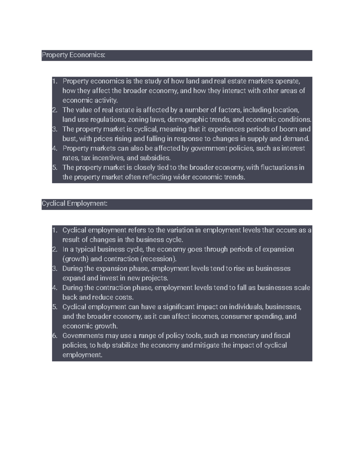 Property Economics Definitions Property Economics Property
