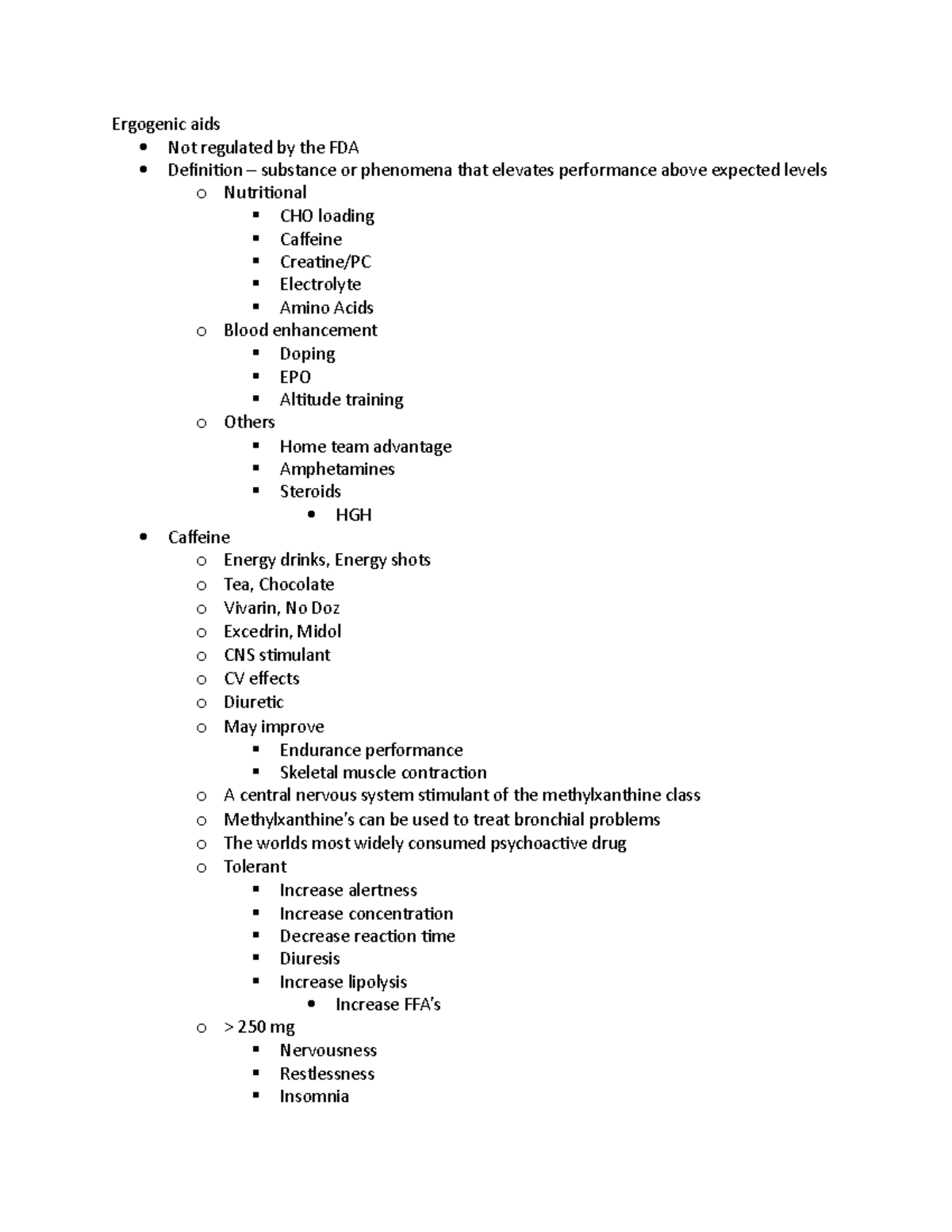 Ergogenic aids Ergogenic aids Not regulated by the FDA Definition