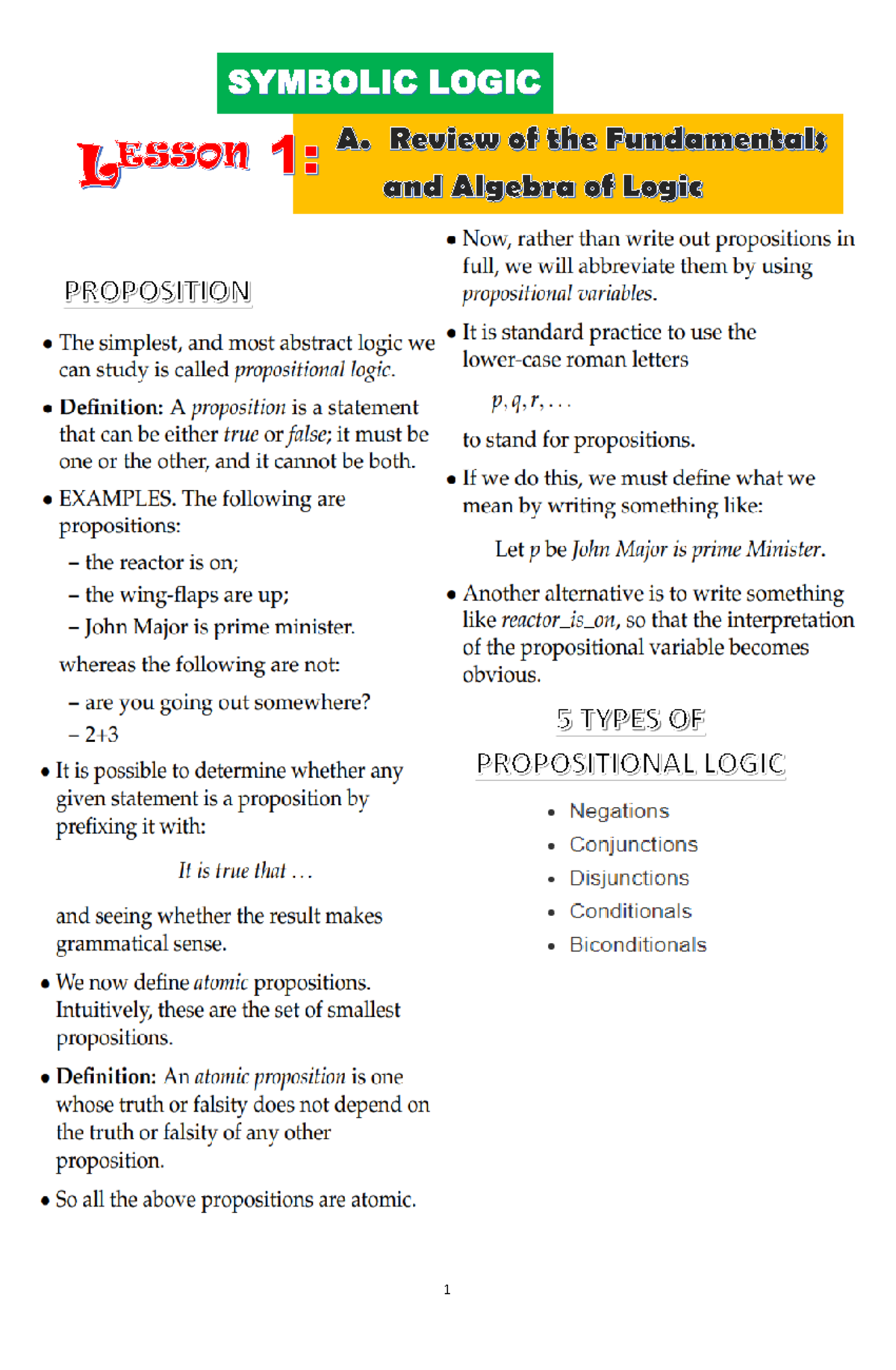 Review OF Fundamentals - A logical operator is a symbol or word used to ...