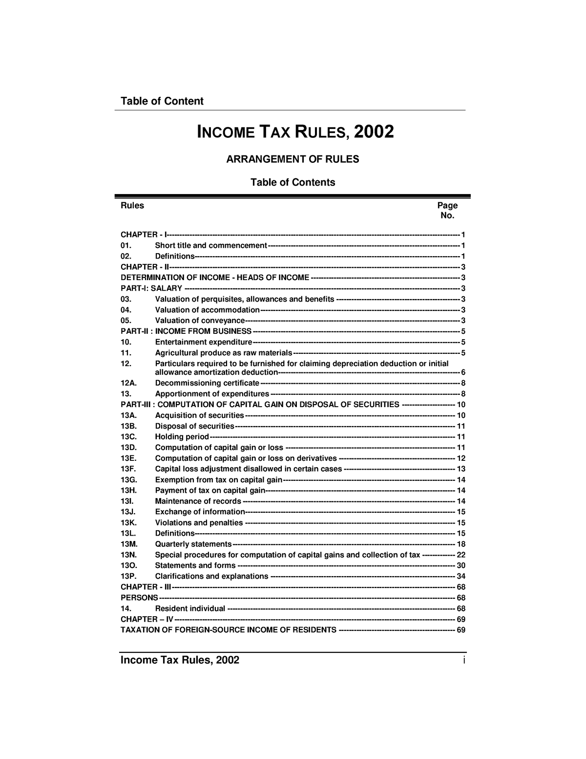 income-tax-rules-2002-law-table-of-content-arrangement-of-rules