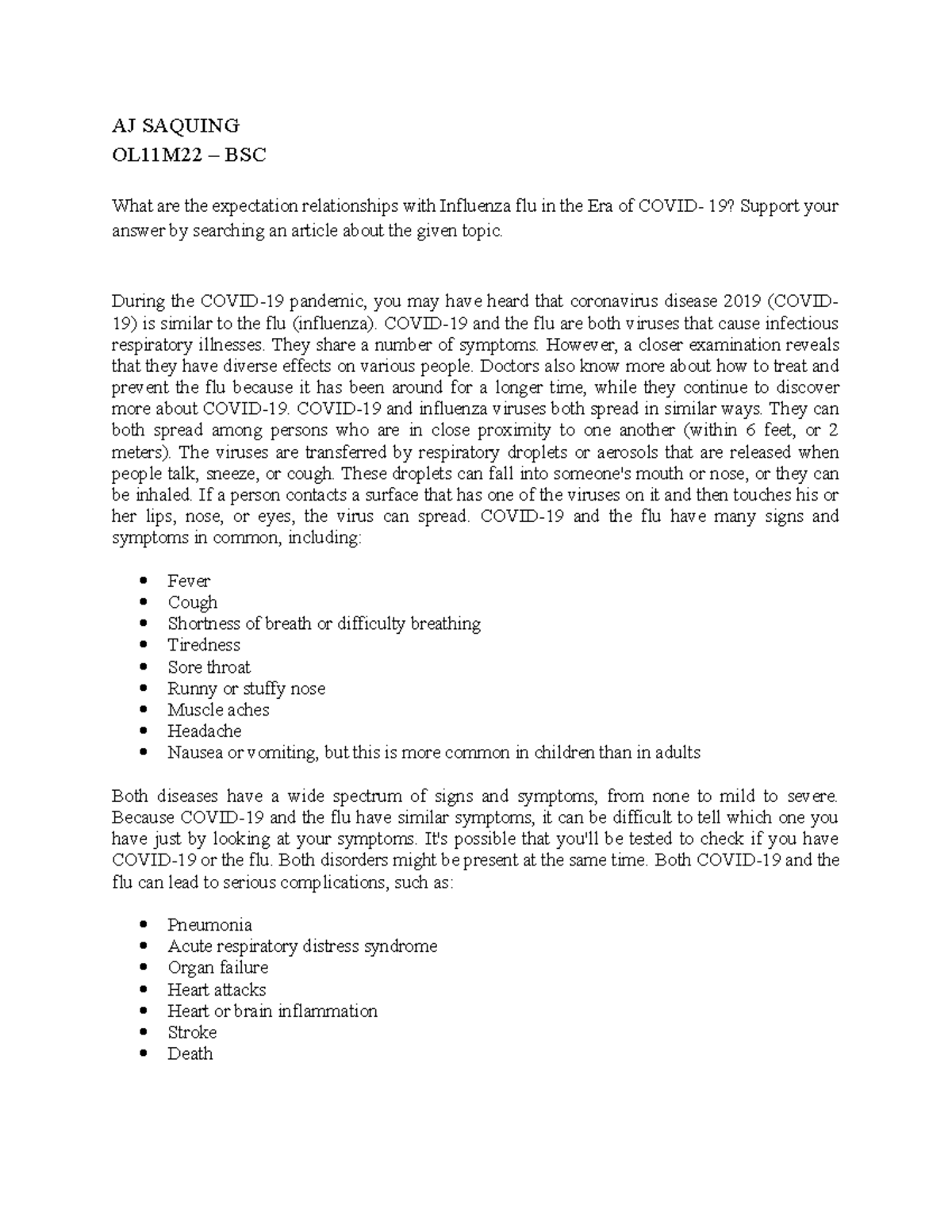 Activity Chapter 7 Influenza FLU whatshould i put in here i just need ...