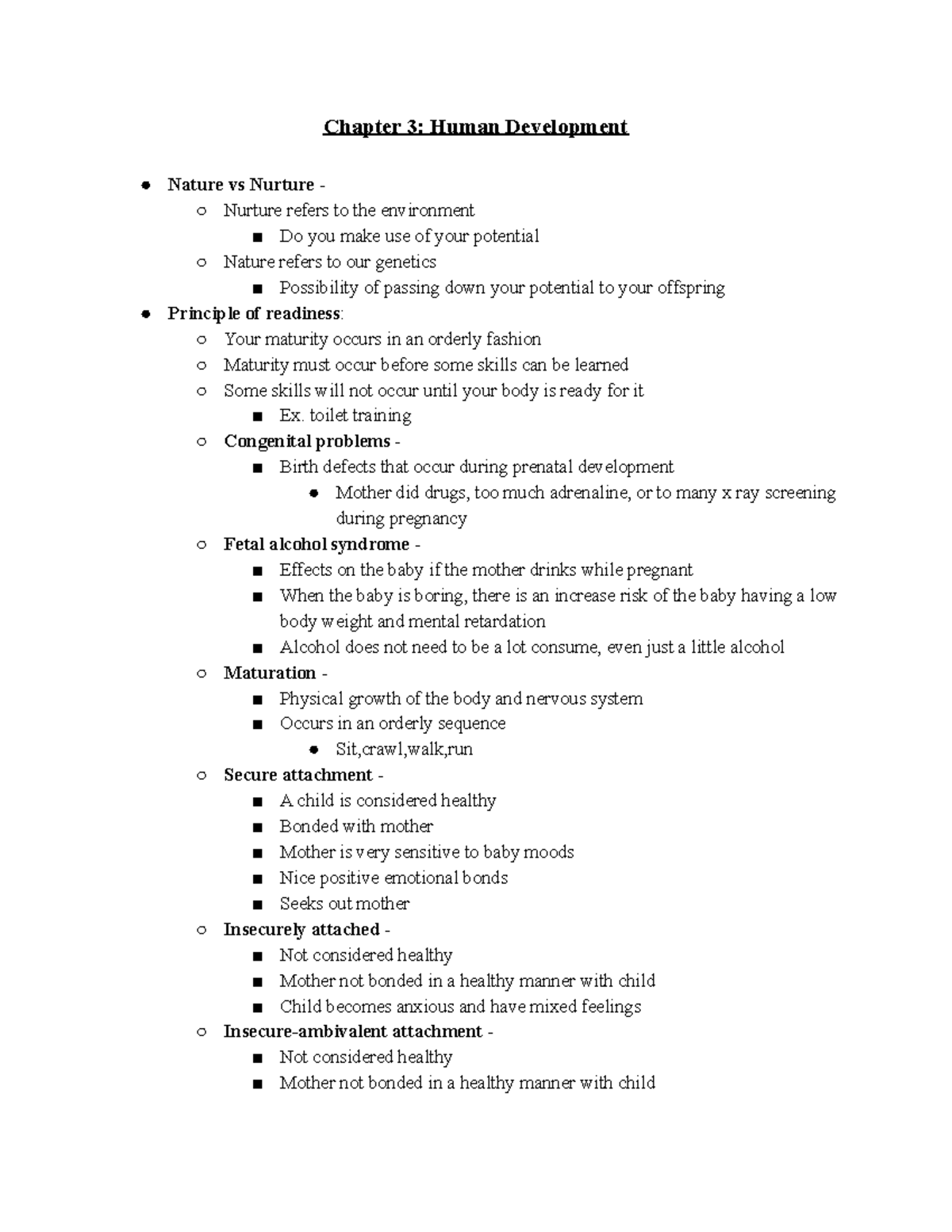 Chapter 3 Human Development - Chapter 3: Human Development Nature vs ...