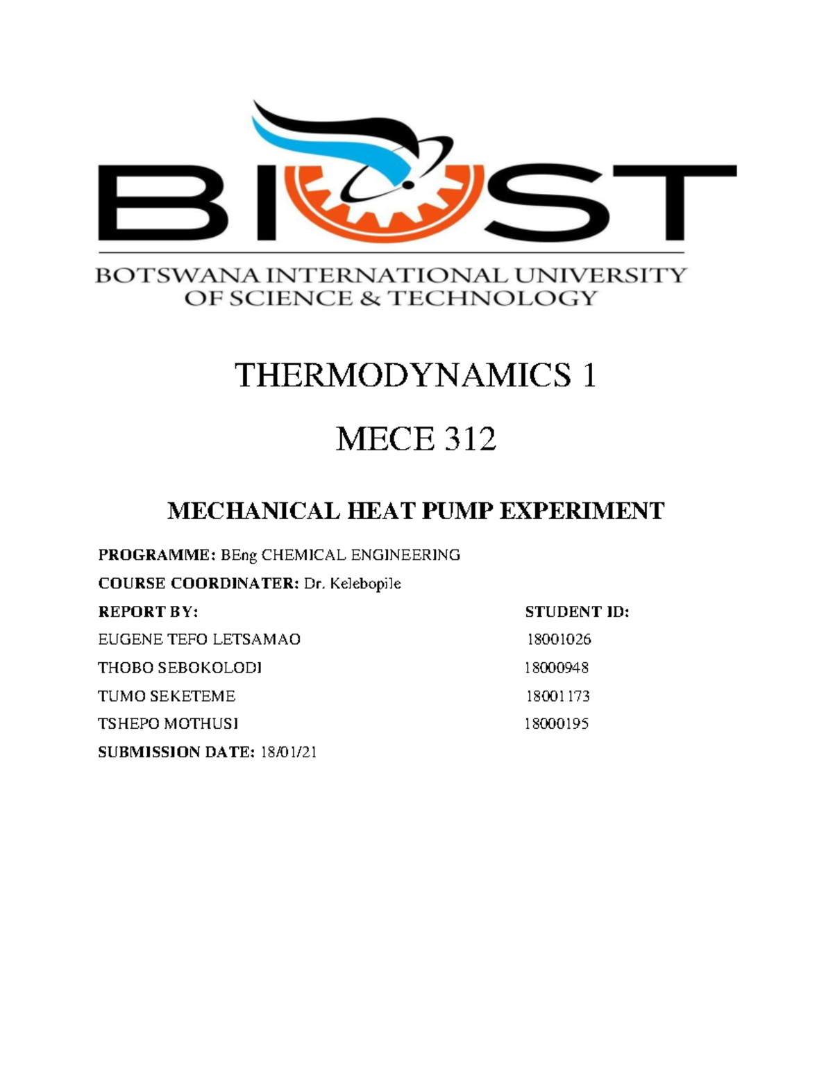 Heatpumpexperimentfinal 210115 124625 THERMODYNAMICS 1 MECE 312