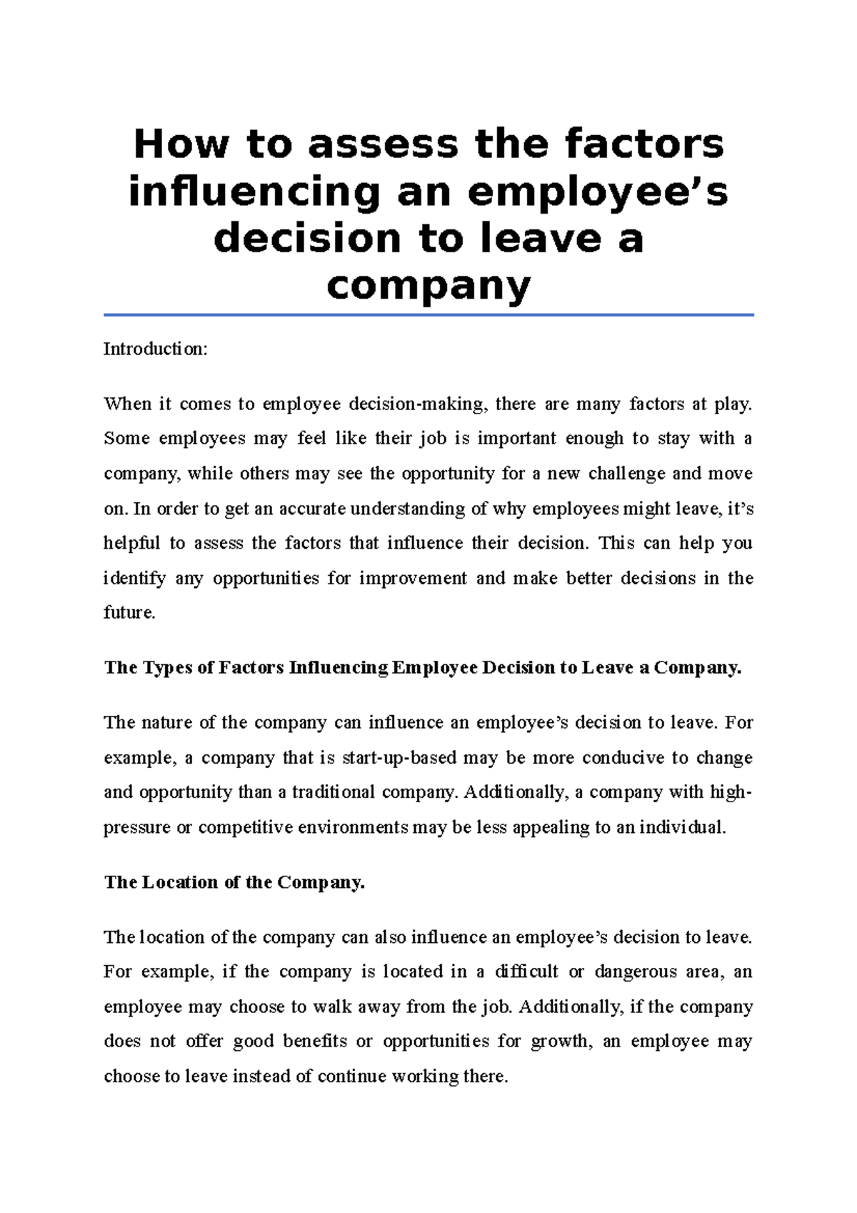 how-to-assess-the-factors-influencing-an-employee-s-decision-to-leave-a