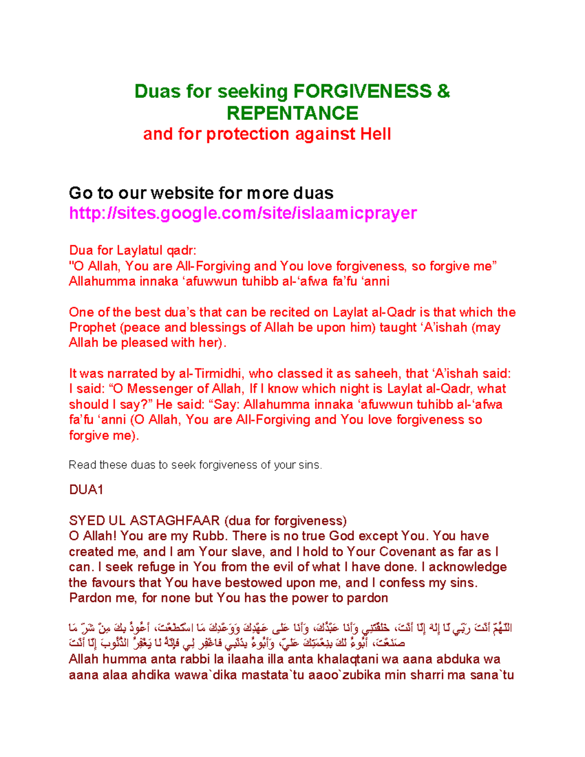 102734442 Duas for seeking Forgiveness protection from hell - Duas for ...