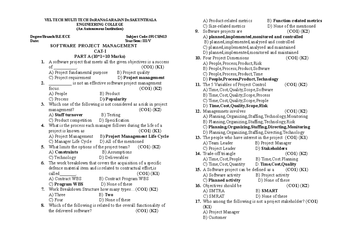 CAT-1 EXAM SPM - Lecture Notes for Human Computer Interaction - VEL ...