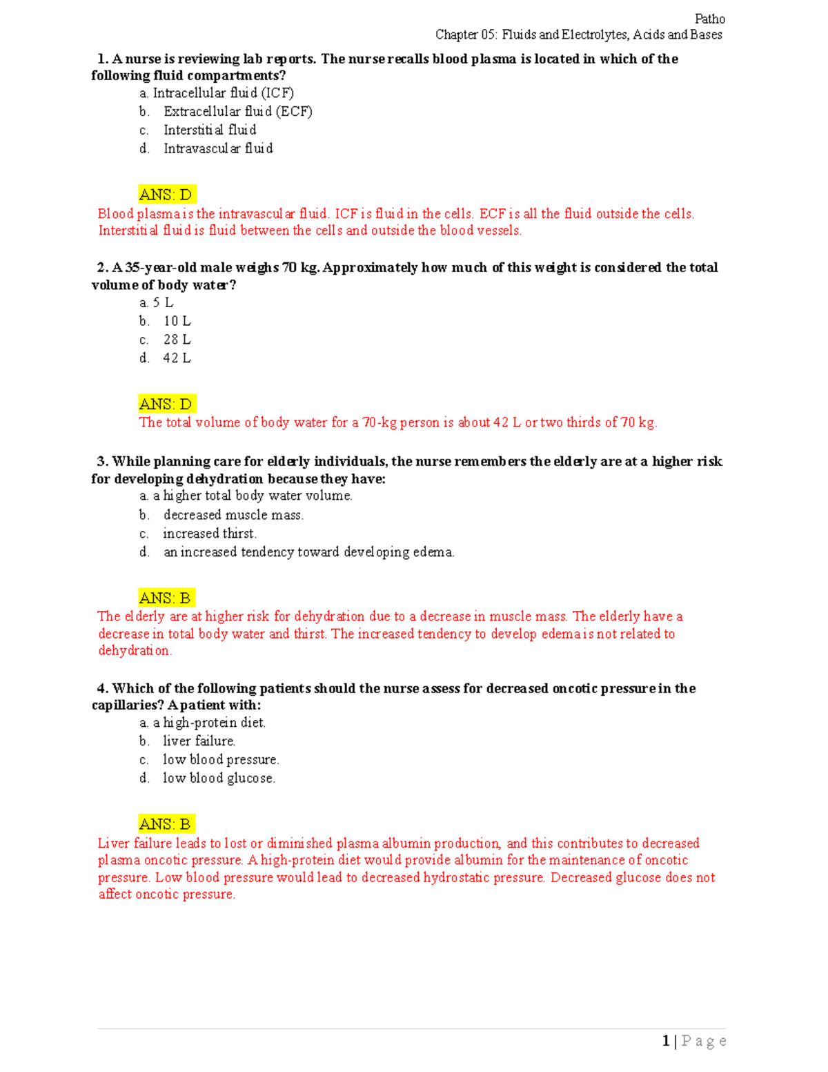 Ch 5 Edited - Study These For Exams - Chapter 05: Fluids And ...