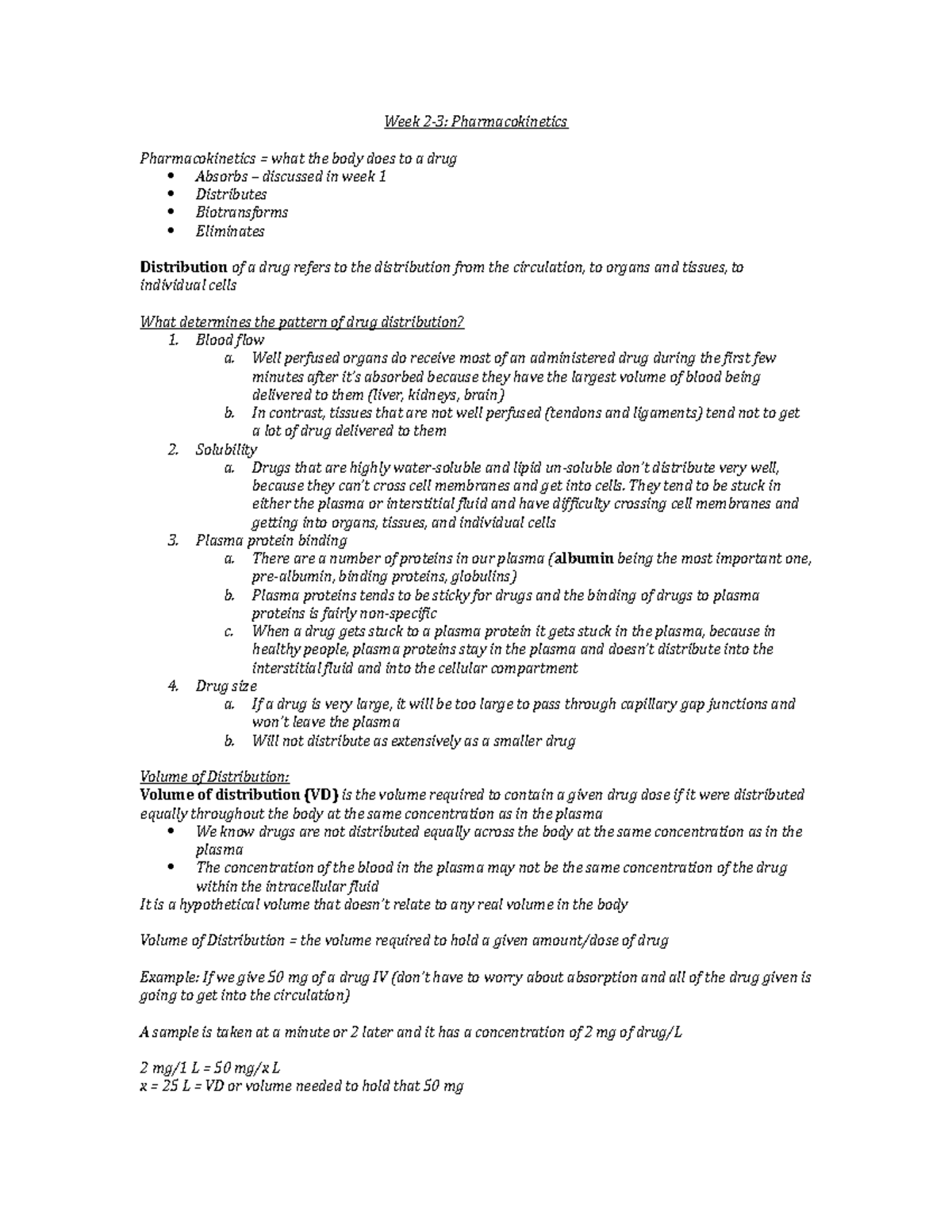 Week 2 Pharmocokinetics - Week 2-3: Pharmacokinetics Pharmacokinetics ...