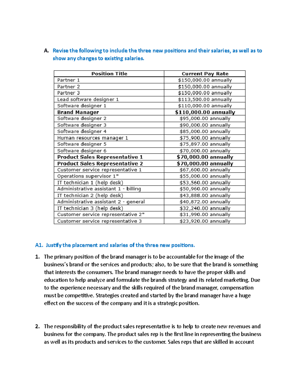 C236 Task1 C236 Task 1 A. Revise the following to include the three