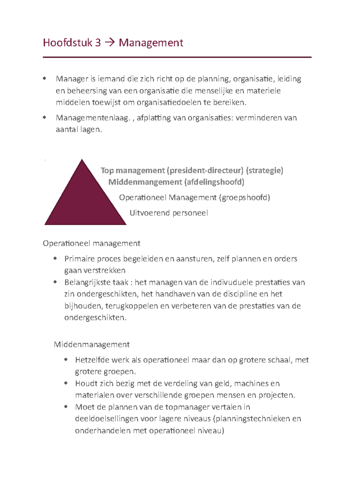 Samenvatting Organisatie En Omgeving - Hoofdstuk 3 Management Manager ...