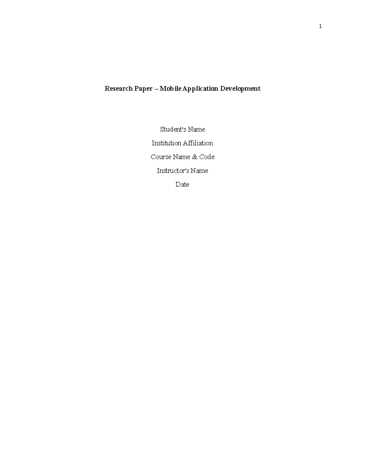 research paper on mobile application development