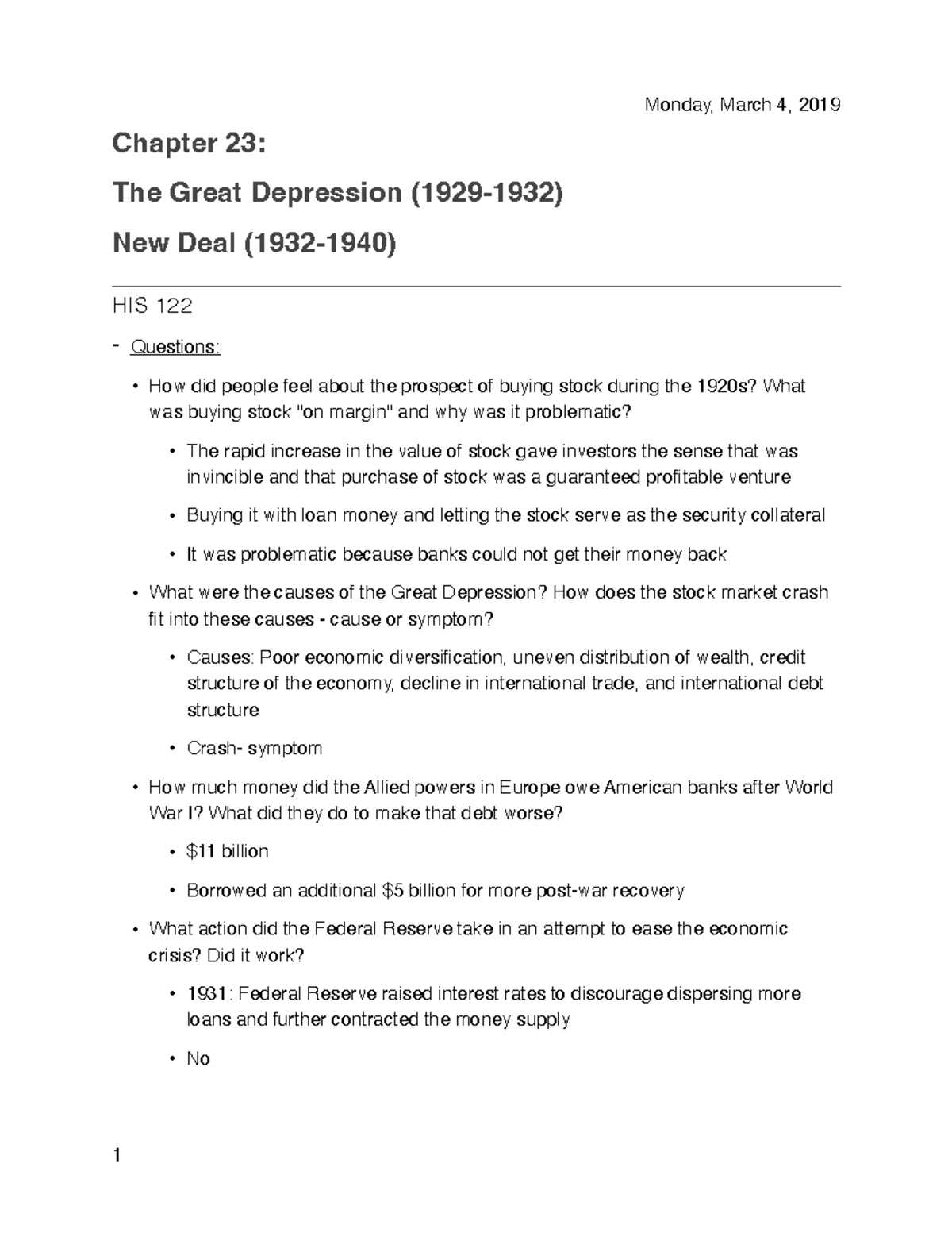 good thesis about great depression