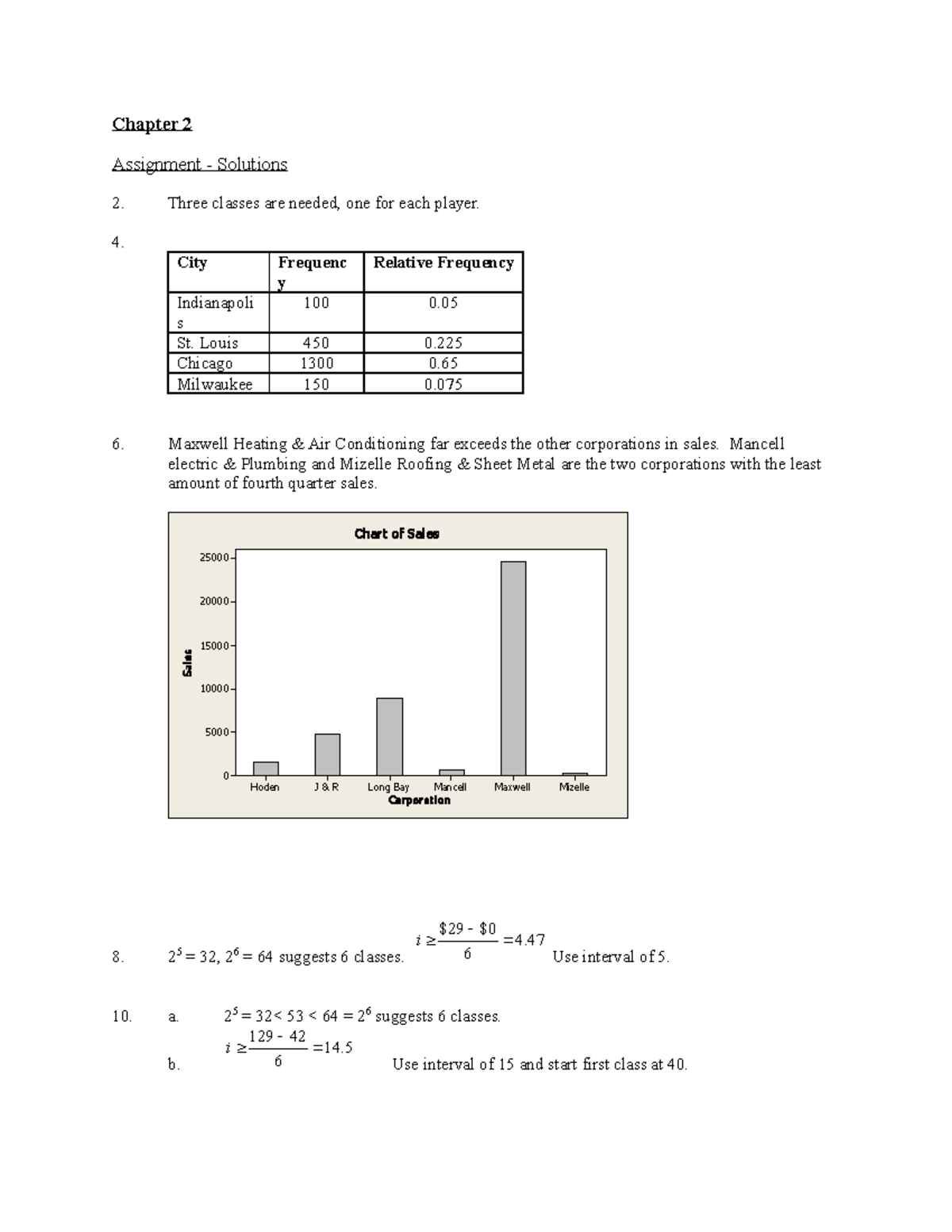 Assignment - Chapter 2 Solutions - Chapter 2 Assignment - Solutions 2 ...