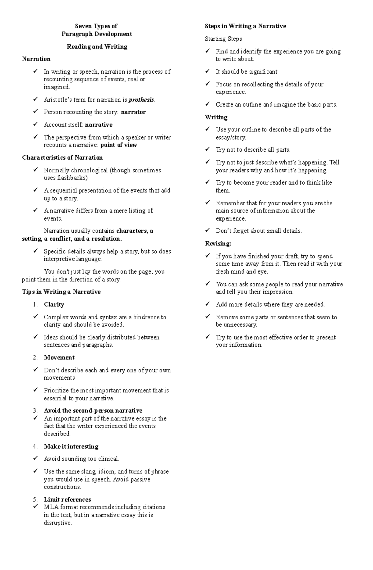 7 Types Of Paragraph Development Seven Types Of Paragraph Development 