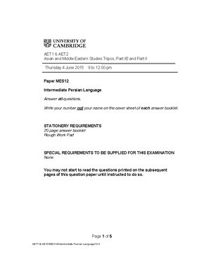 Exam 2013, Questions - UNIVERSITY OF CAMBRIDGE ASIAN AND MlDDLE EASTERN ...