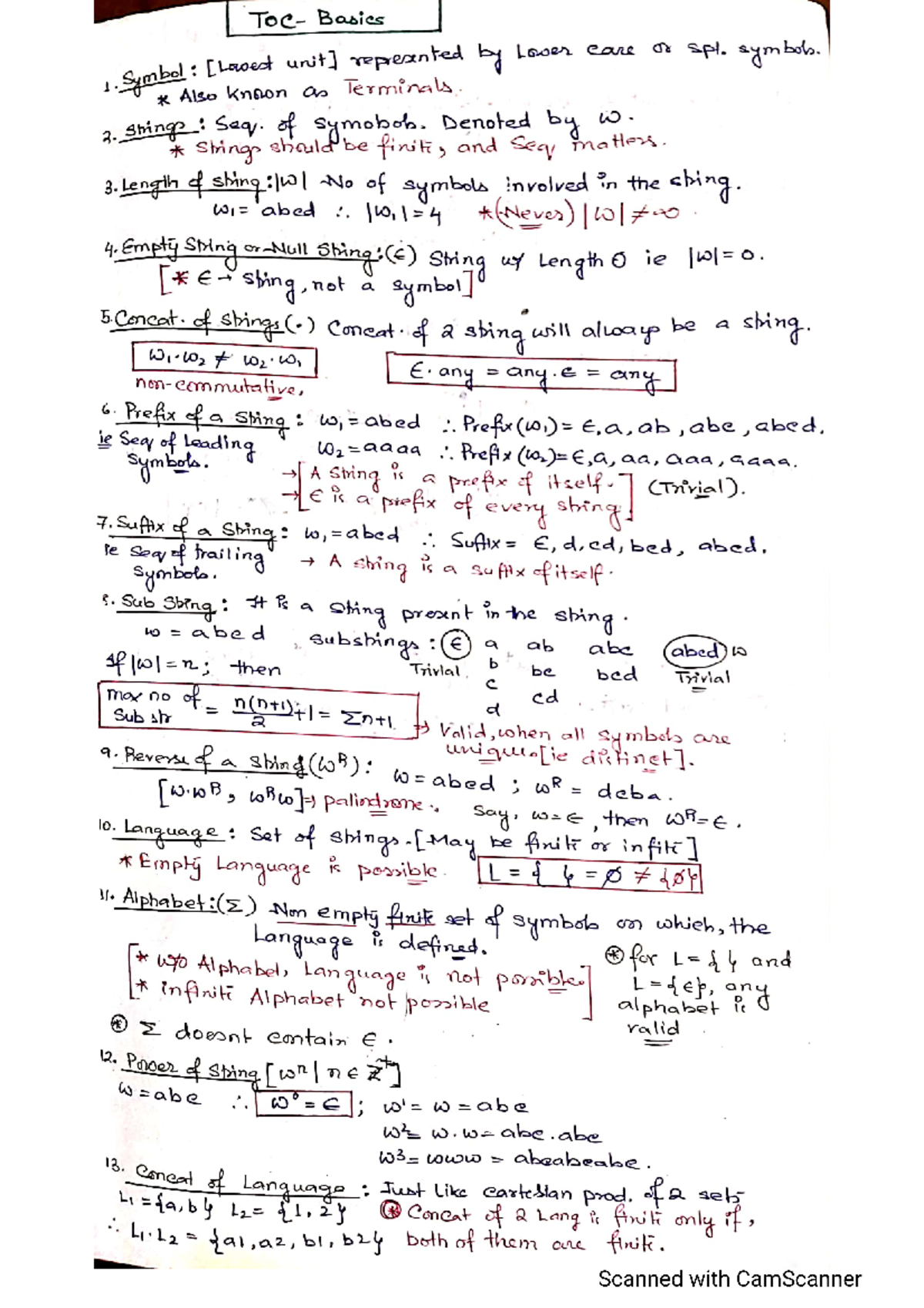 TOC and CD - Short Notes 240204 180521 - Bachelor of engineering - Studocu