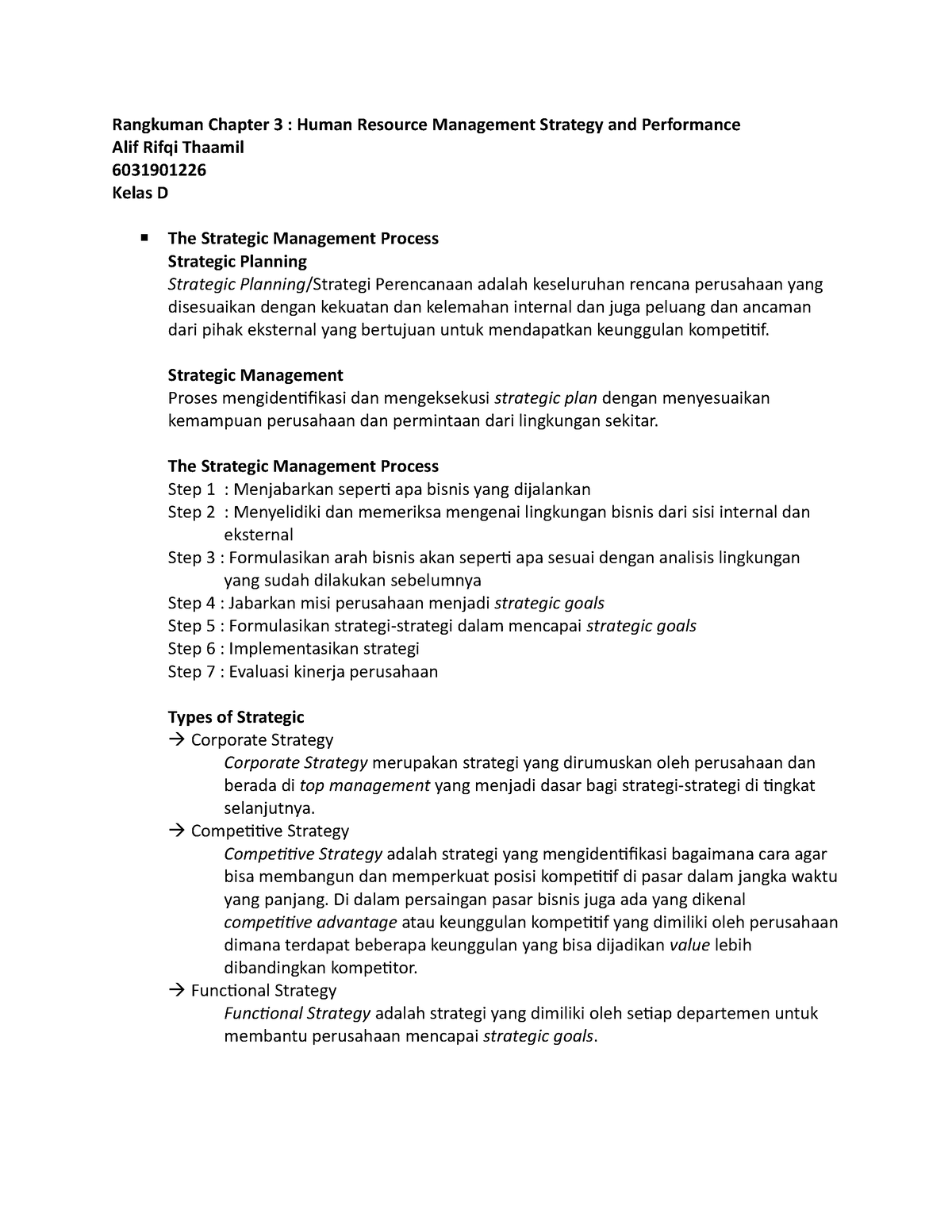 Rangkuman Chapter 3 - Human Resource Management Strategy And ...