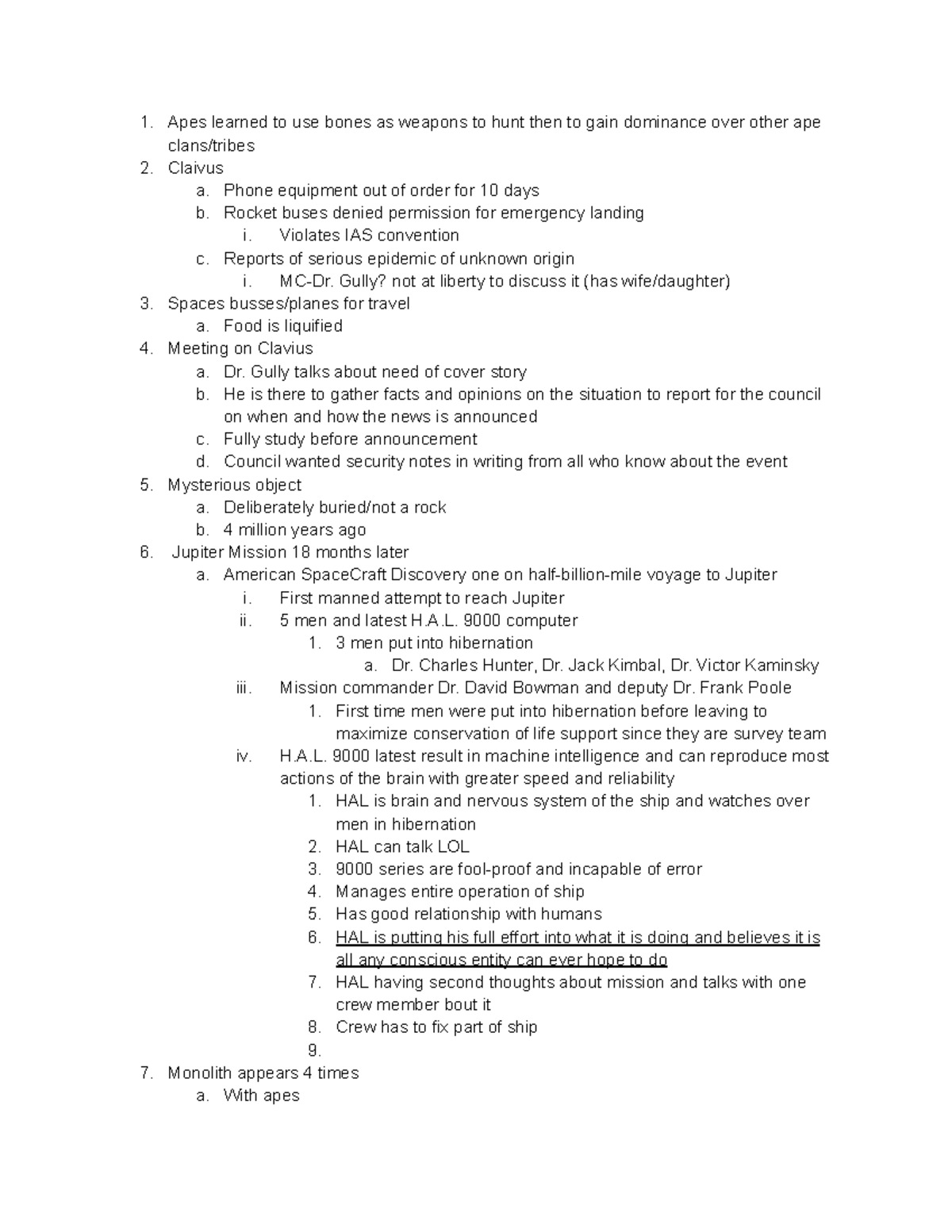 2001 A Space Odyssey Notes - Apes learned to use bones as weapons to ...