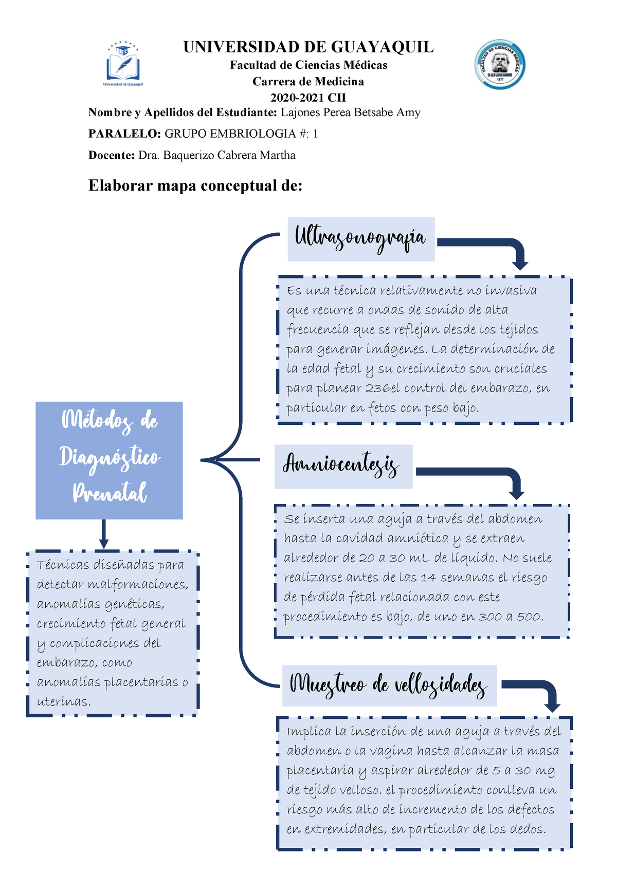 Mapa Conceptual Sobre Los M Todos De Diagn Stico Prenatal Universidad