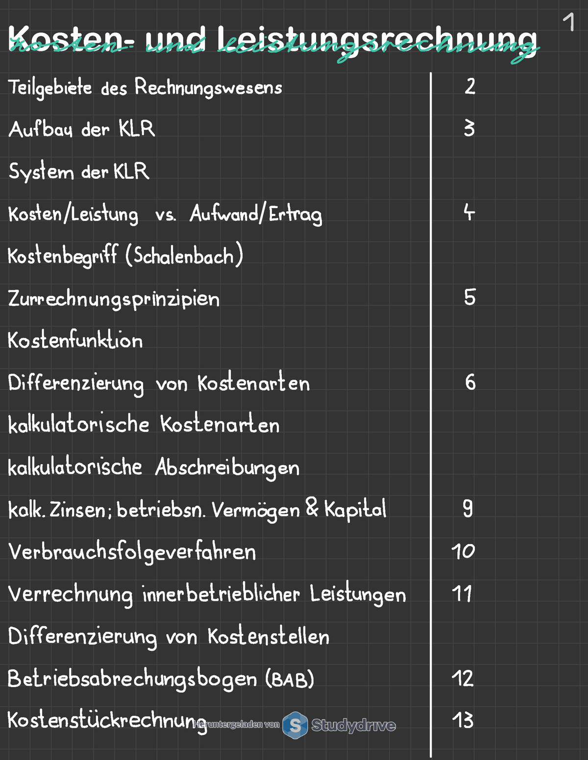 KLR Zusammenfassung - Kosten- Und Leistungsrechnung Kosten Und ...