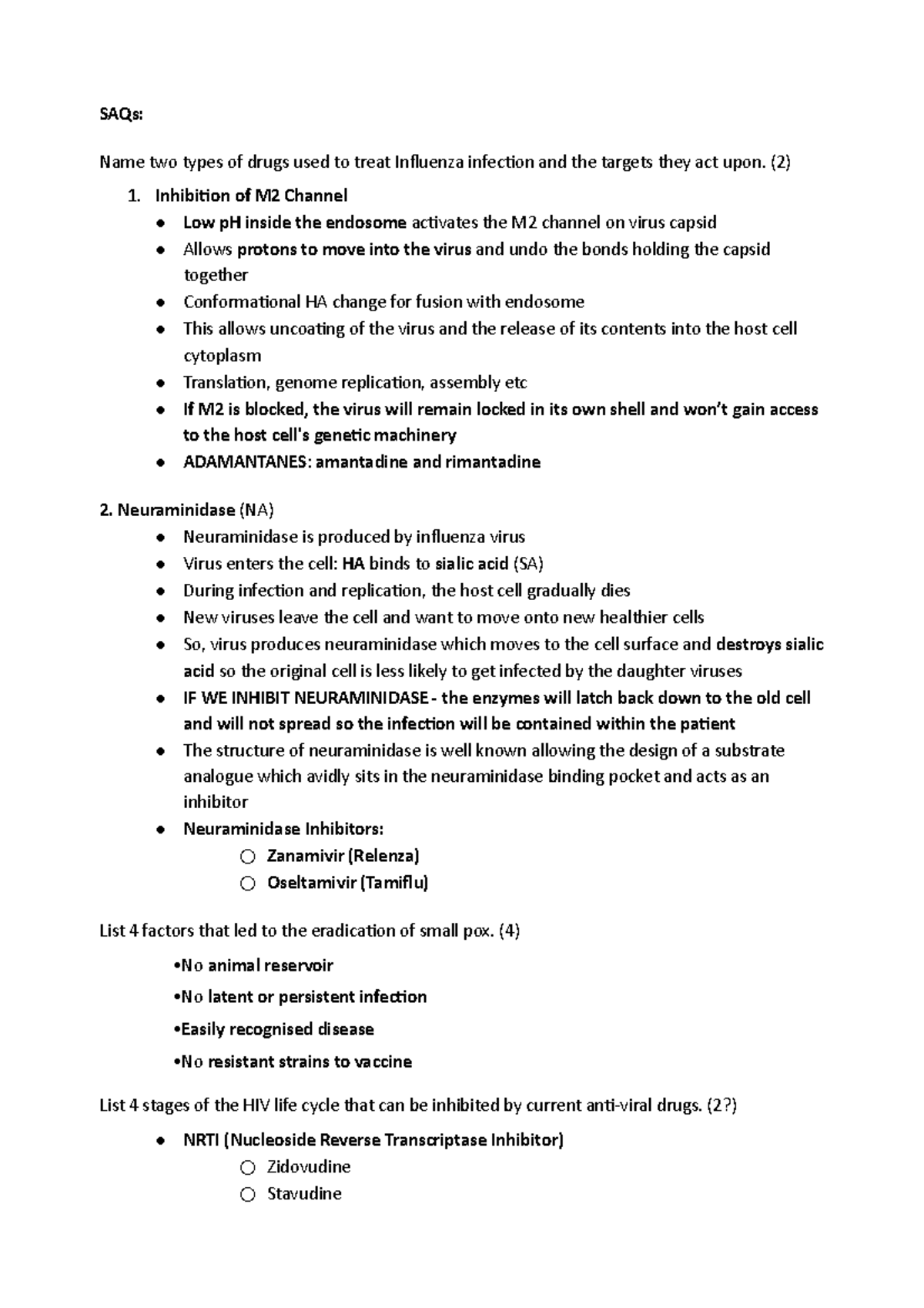 Exam June 2015, questions and answers - SAQs: Name two types of drugs ...