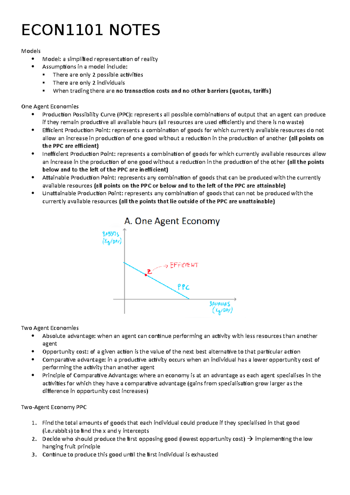 Microeconomics 1 - Summary - ECON1101 Notes - ECON1101 NOTES Models ...
