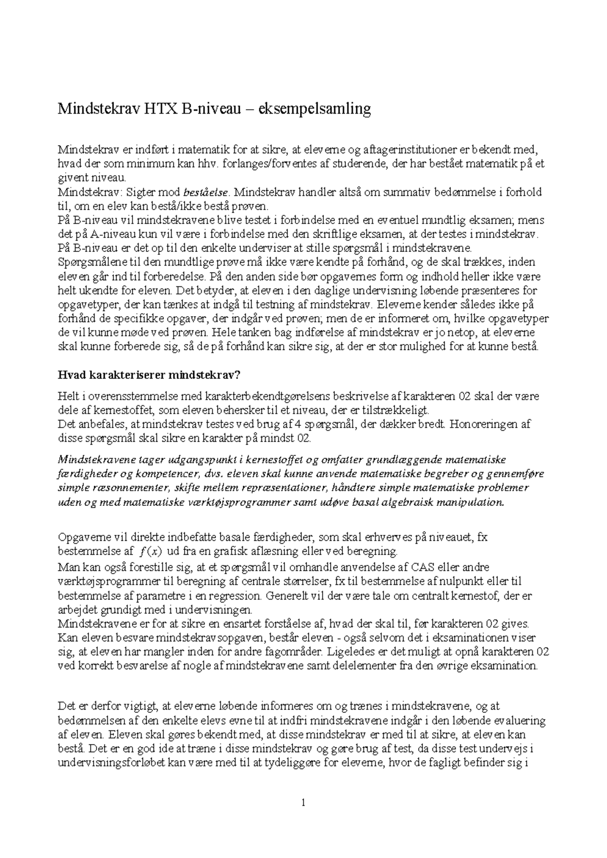 Mindstekrav eksempelsamling HTXB - Mindstekrav HTX B-niveau ...