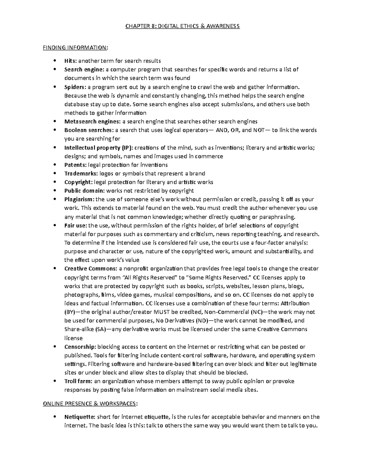 Chapter 8 digital ethics CHAPTER 8 DIGITAL ETHICS & AWARENESS