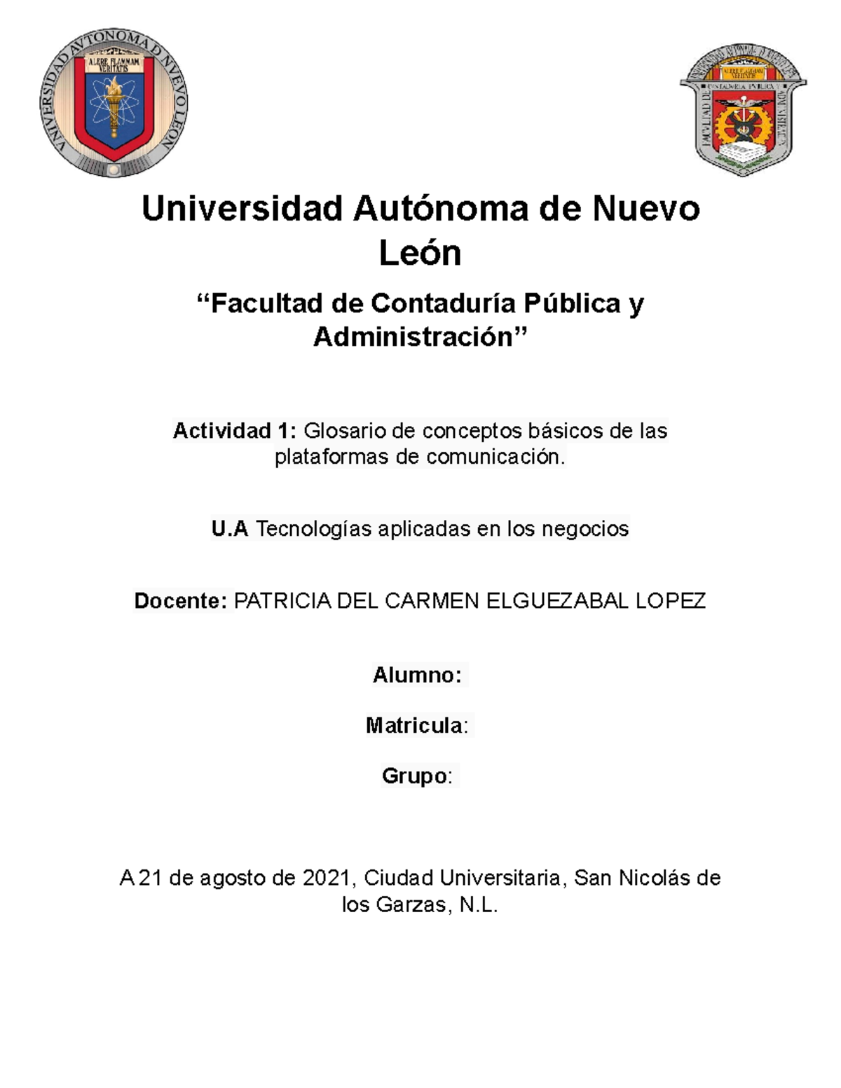 Actividad 1 Glosario De Conceptos Basicos Tapn Universidad Autónoma De Nuevo León “facultad 8046