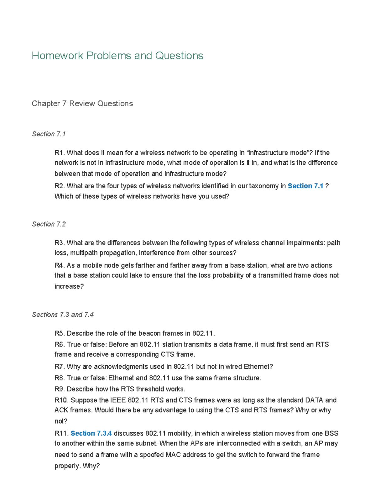 七 - none - Homework Problems and Questions Chapter 7 Review Questions ...
