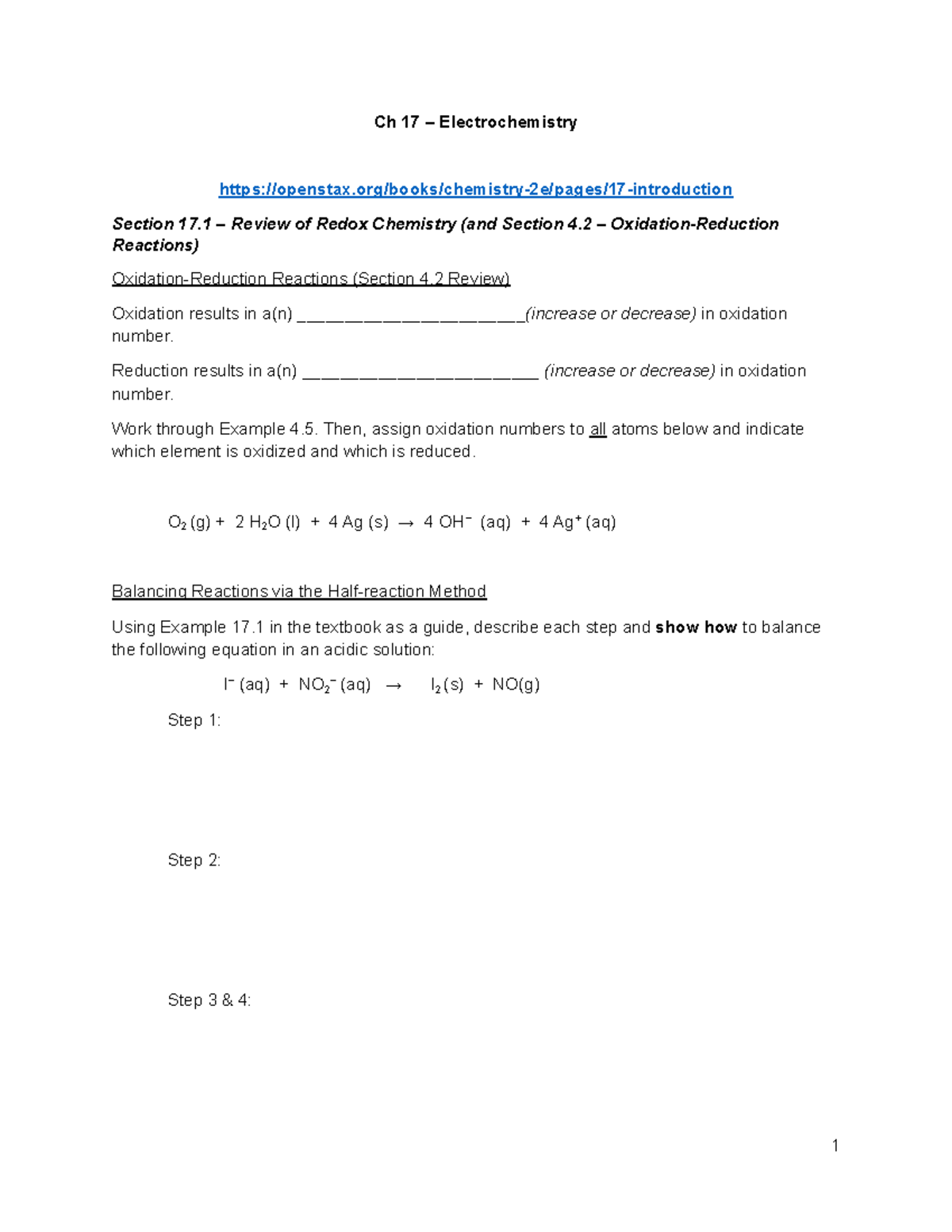 Chapter 17 reading guide Ch 17 Electrochemistry Studocu