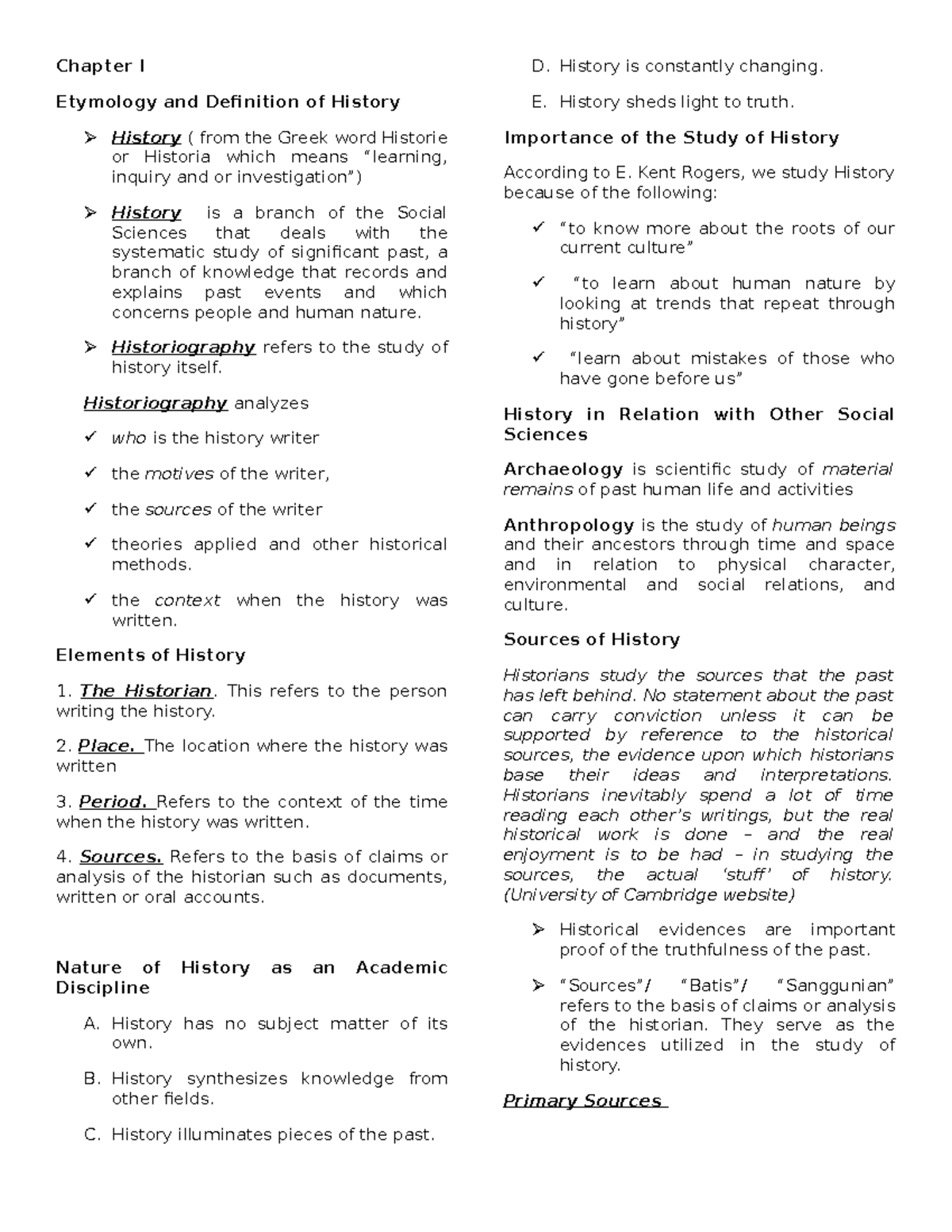 Chapter I Rph Rph Chapter I Etymology And Definition Of History Chapter I Rph Rph Chapter I Etymology And Definition Of History