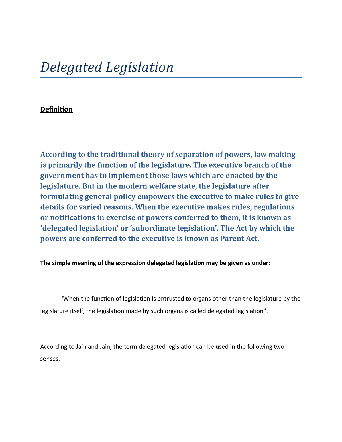 Delegated Legislation Delegated Legislation Definition According To The Traditional Theory Of 6678