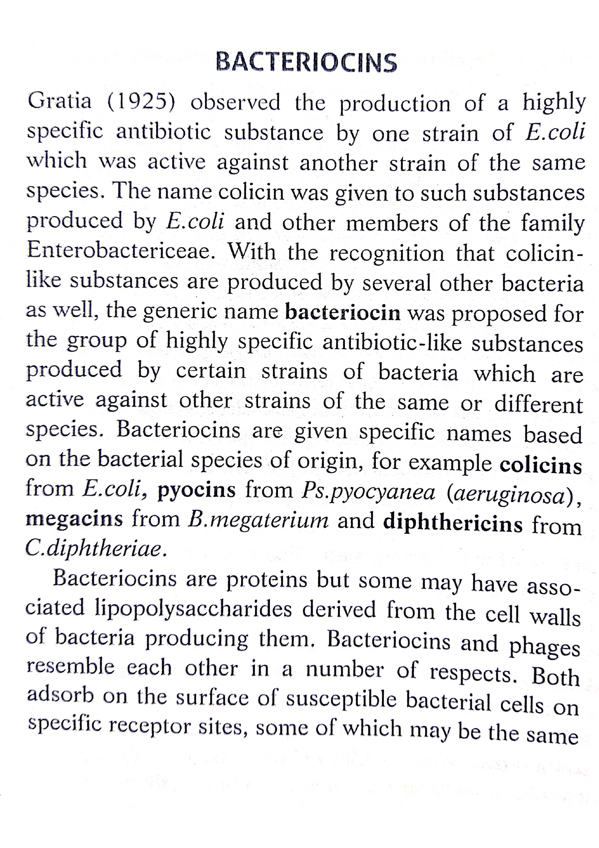 Bacteriocin - Antibiotic Like Substance Produced By Certain Strains Of ...