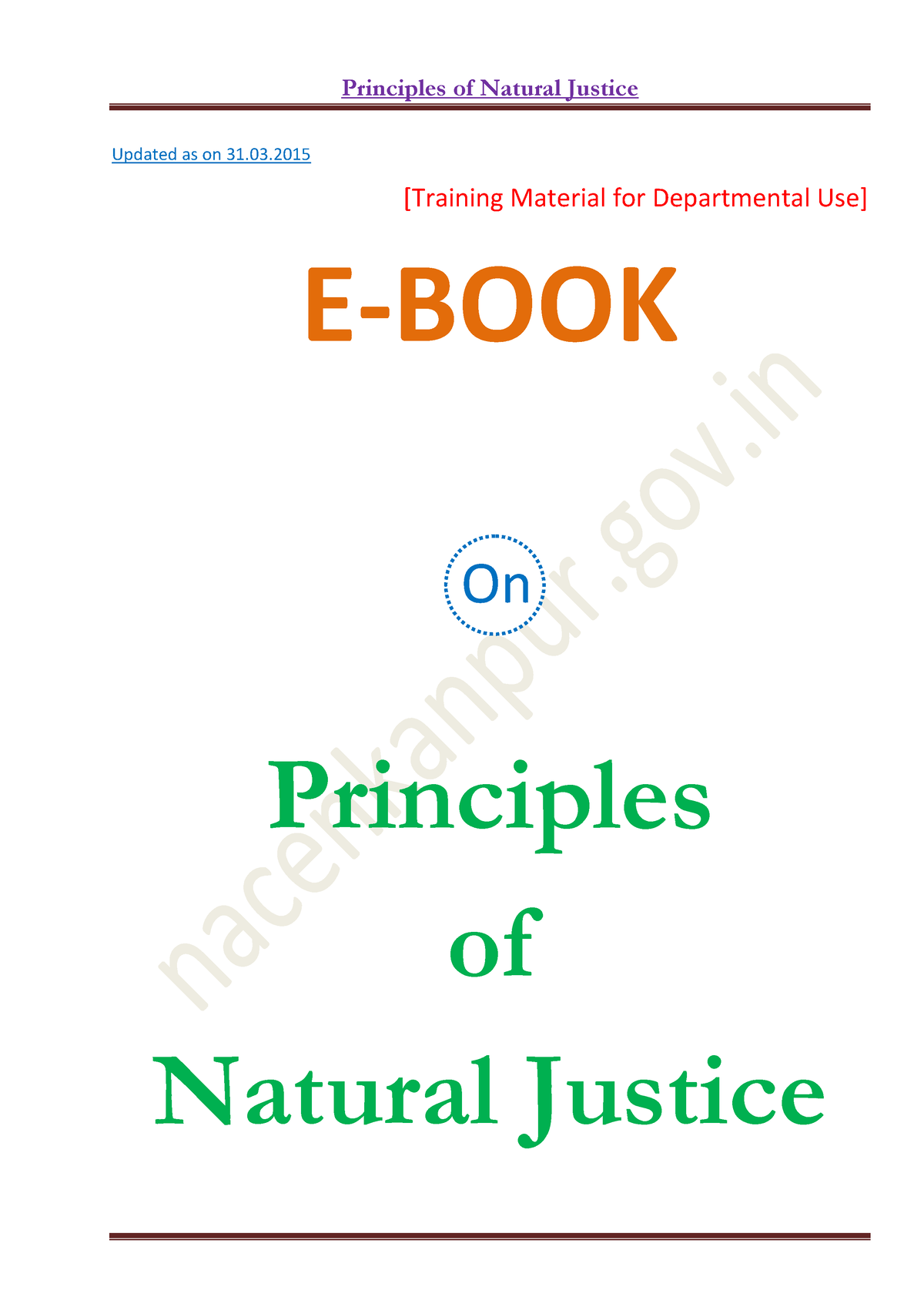 Principles Of Natural Justice - Updated As On 31. [Training Material ...