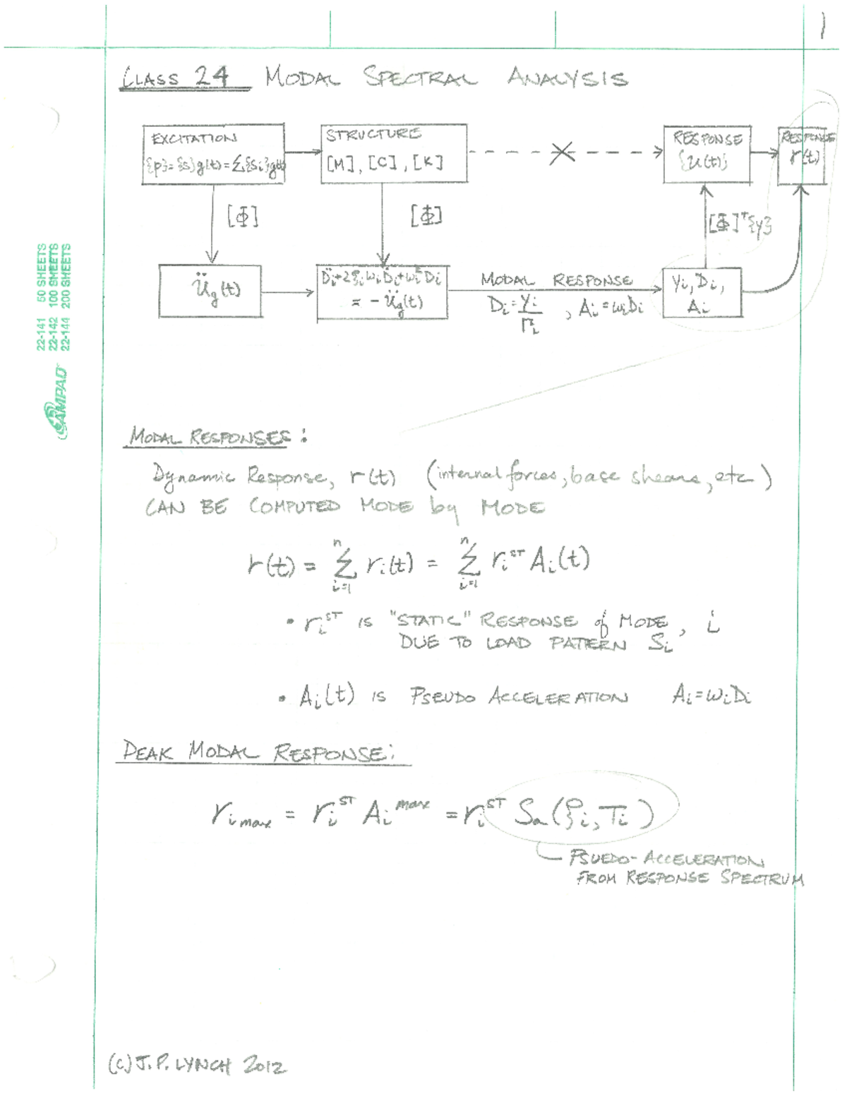 Class 24 CEE511 Structural Dynamics 2013 2014 - I 9.: Mobm. 8:26am 50 ...