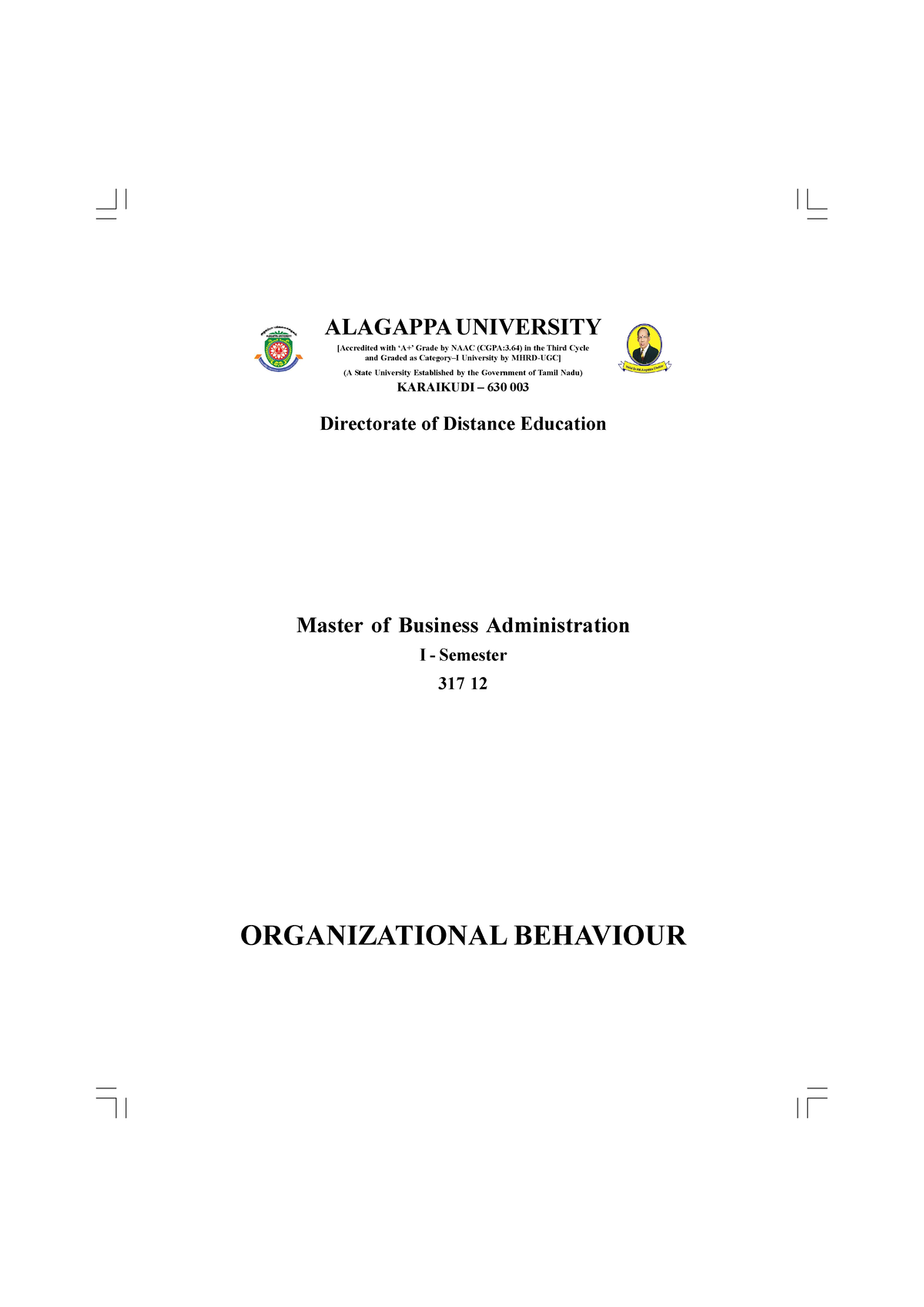 Organizational Behaviour - Master Of Business Administration I ...