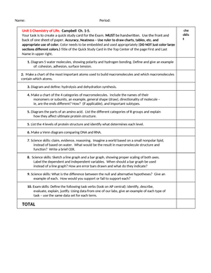 Unit 1 Chemistry of Life Need to Know - What type of bond is found ...