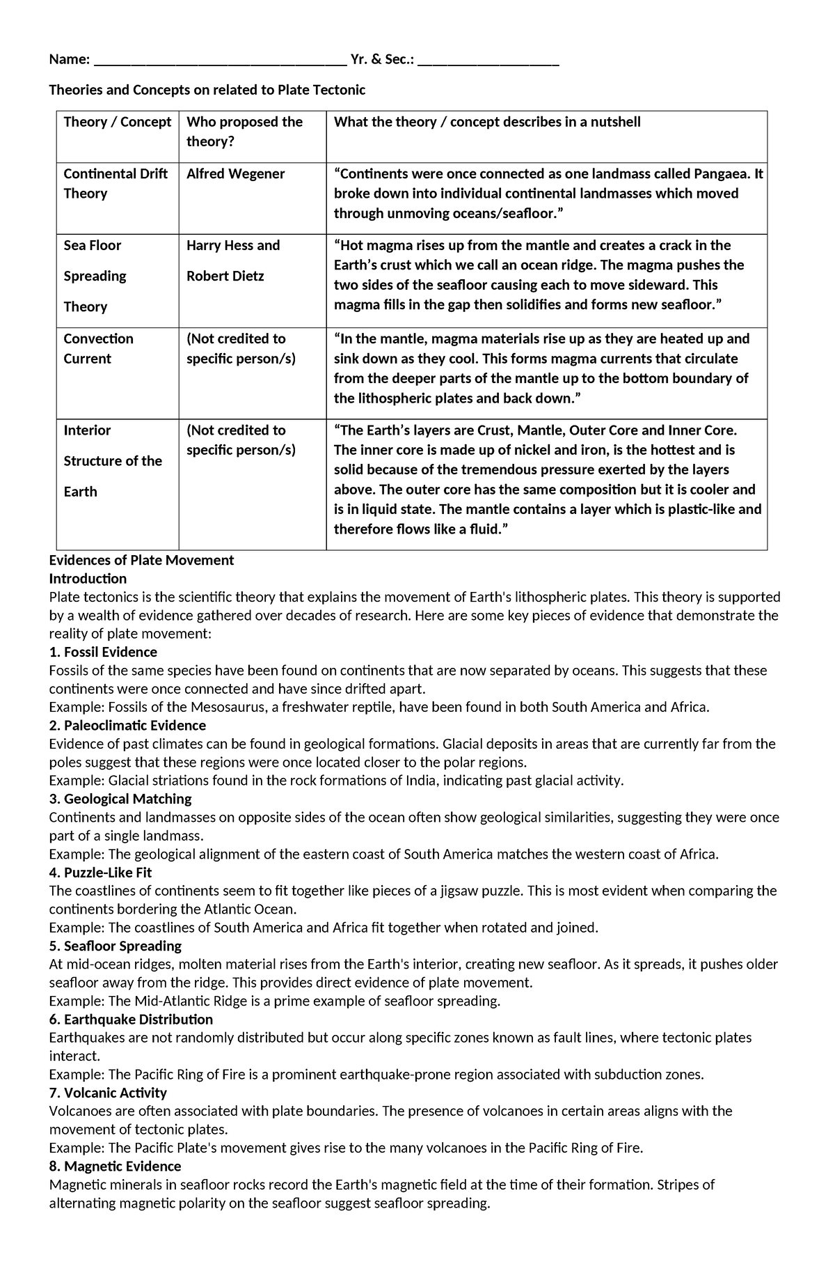 Sci10Hndout 3 - lecture - Name: __________________________________ Yr ...