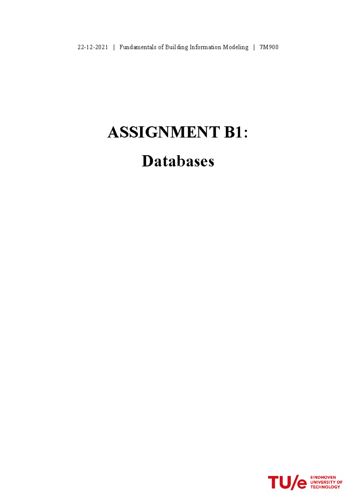 Fundamentals Of BIM Assignment B 1 - 22-12-2021 | Fundamentals Of ...