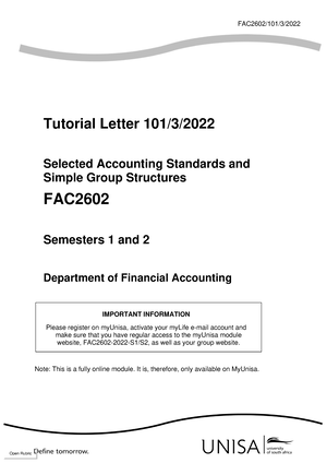 FAC1601 Assessment 2 Prepation Classes Slides - FAC1601/ Financial ...