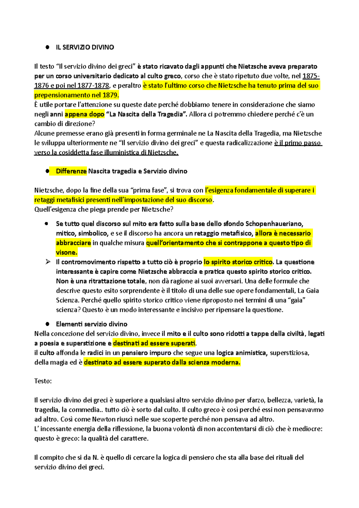 Riassunto servizio divino dei greci IL SERVIZIO DIVINO Il testo “Il