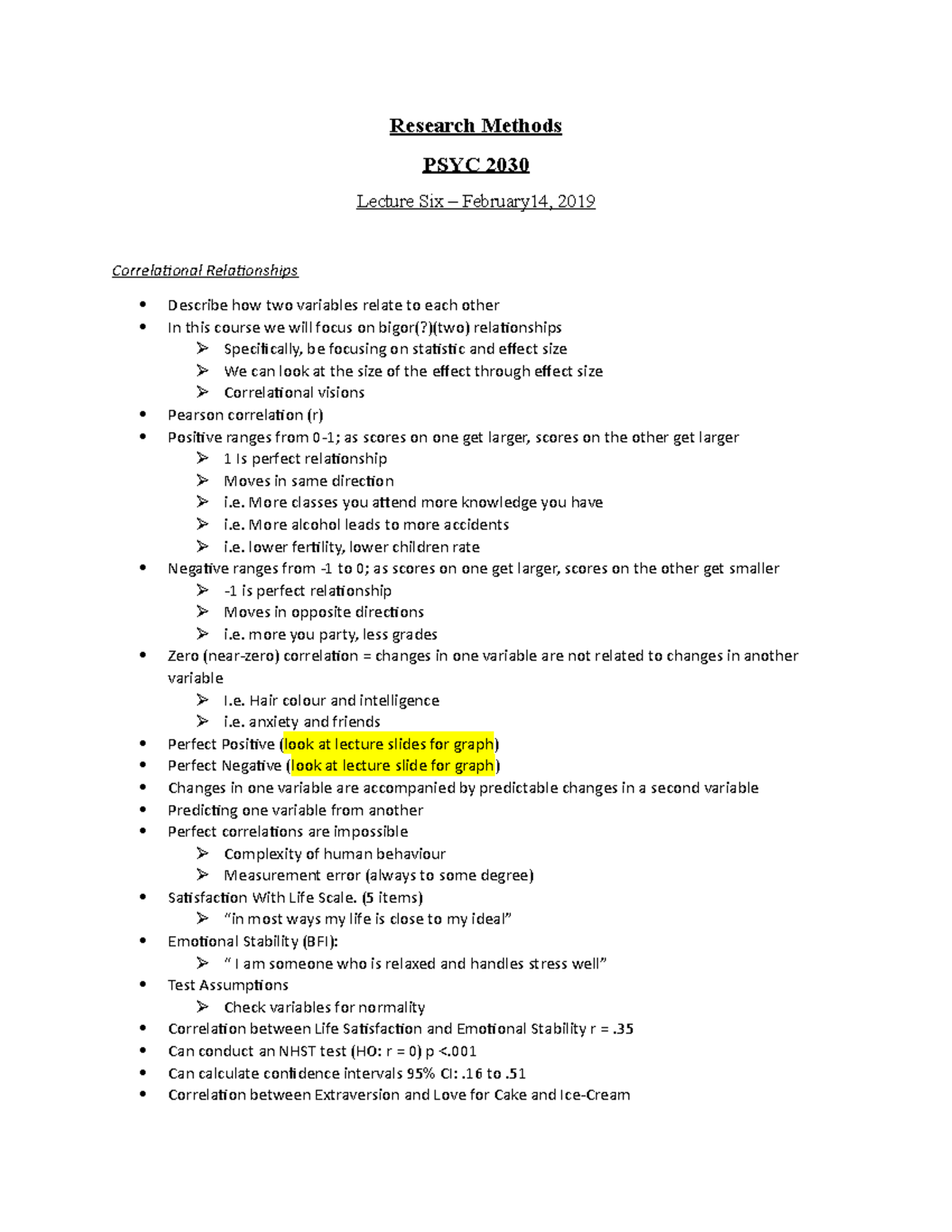Research Methods - Lec. 6 - Research Methods PSYC 2030 Lecture Six ...