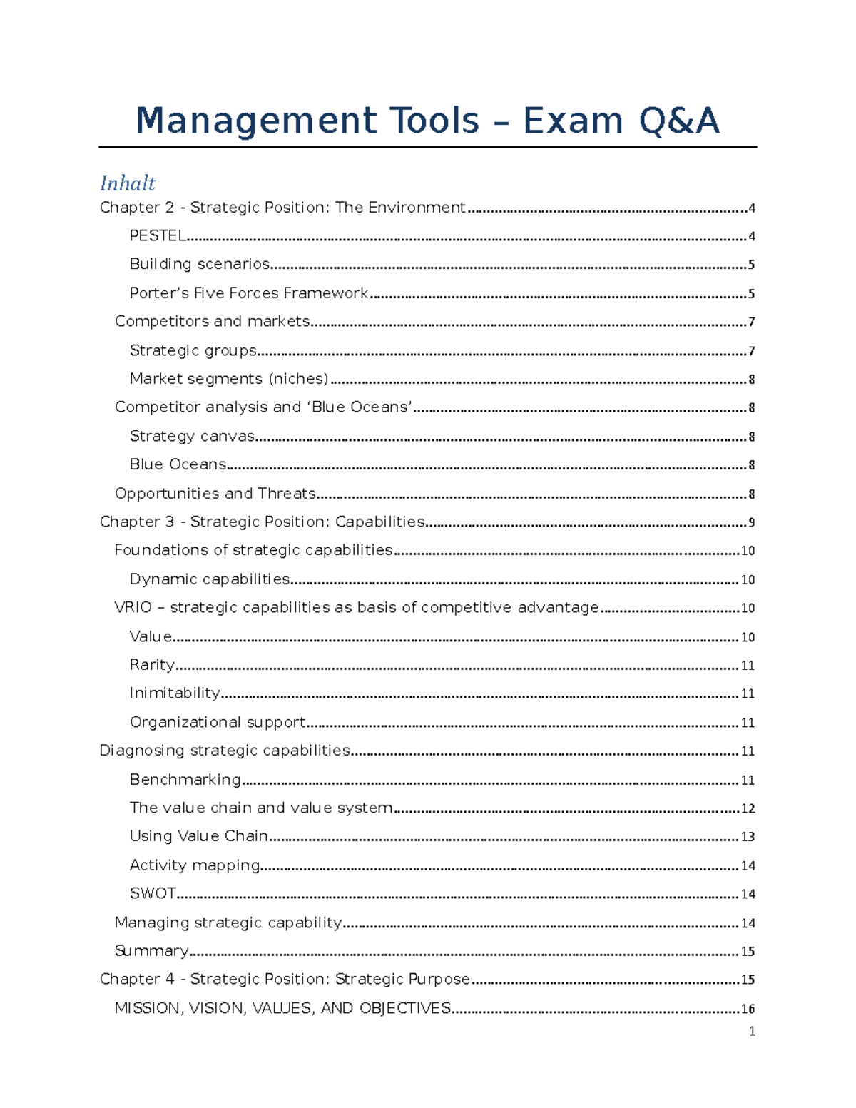 Management Tools - all exam questions & chapter summary - Management ...