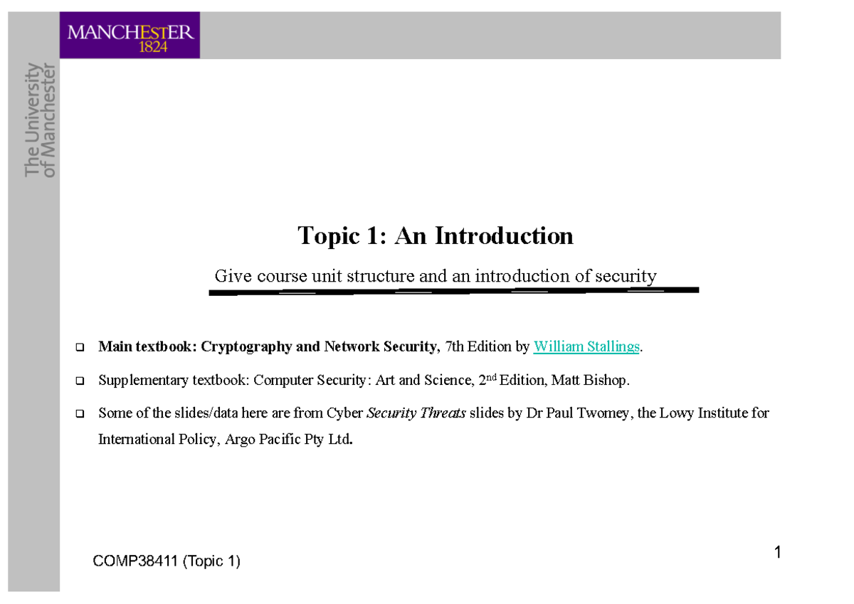 Topic 1-Introduction - Lecture notes 1 - Topic 1: An Introduction Give ...