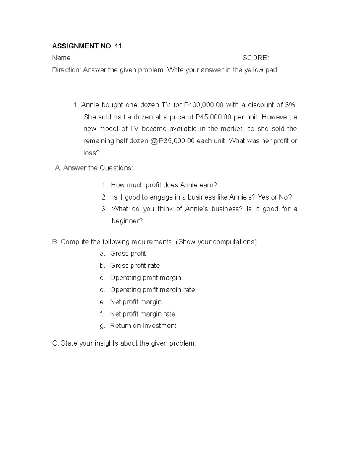 2D- Assignment-NO - Educational Purposes - ASSIGNMENT NO. 11 Name ...