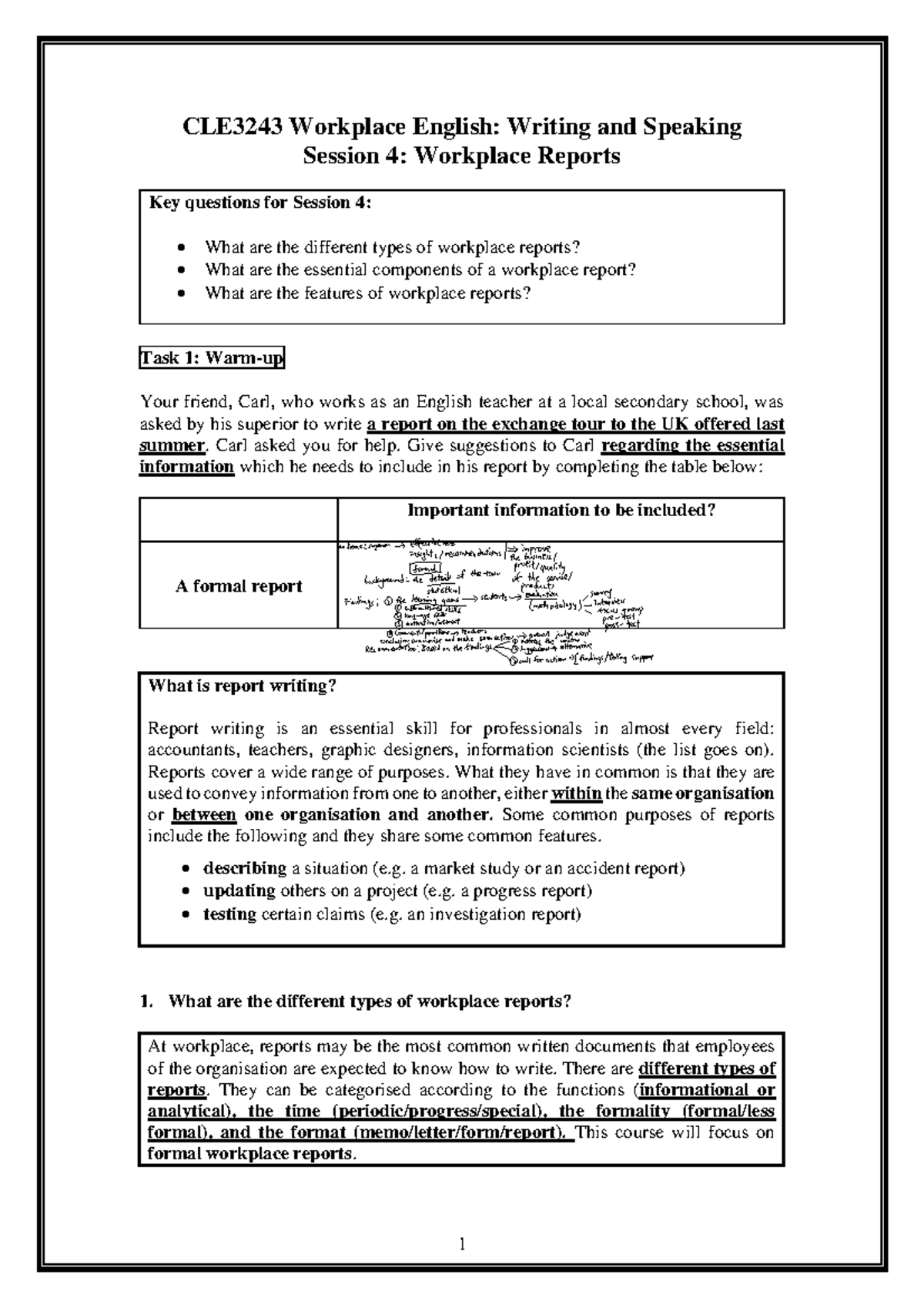 CLE3243 Session 4 report types and features ...